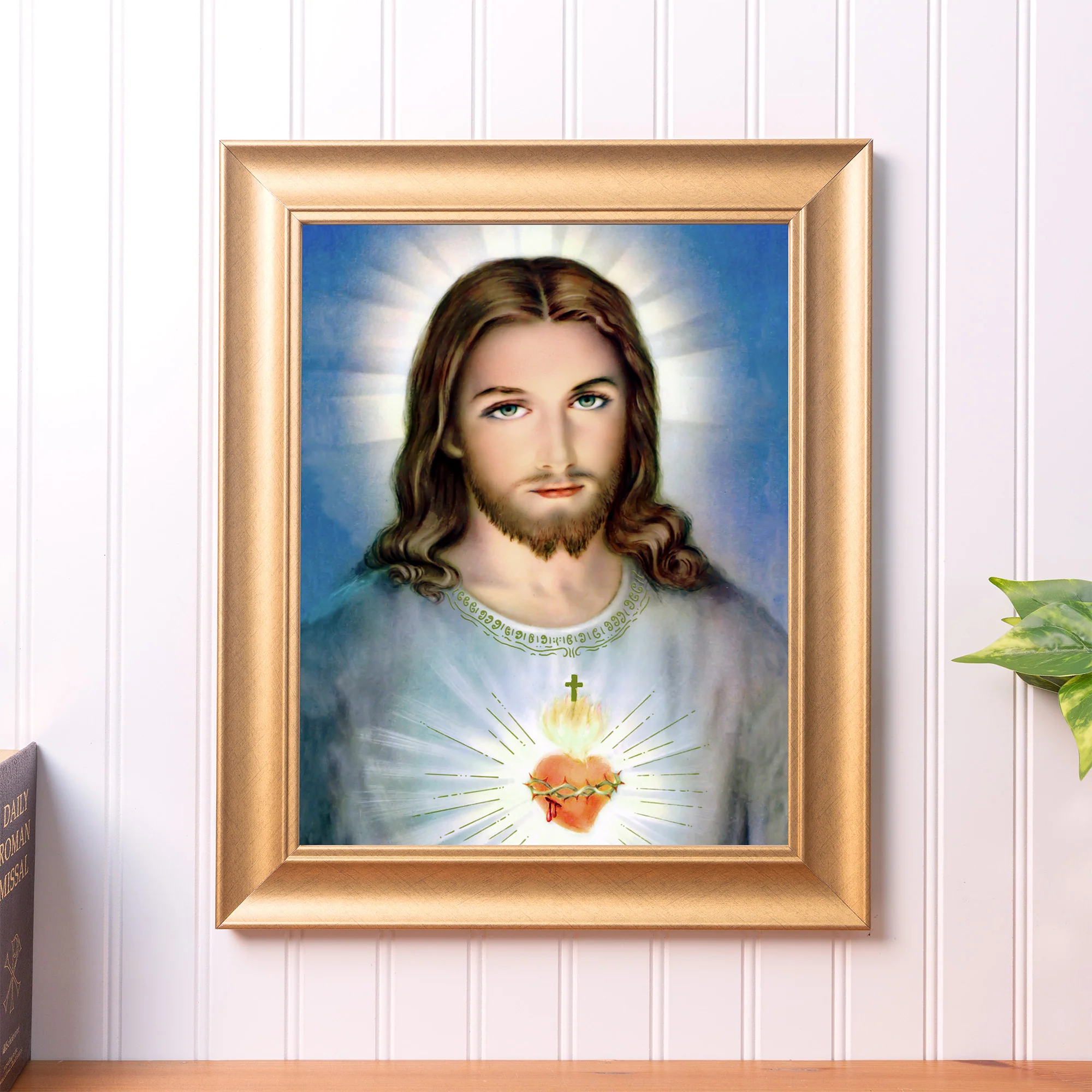 Traditional Sacred Heart Gold Framed Print - Multiple Sizes - Image 3
