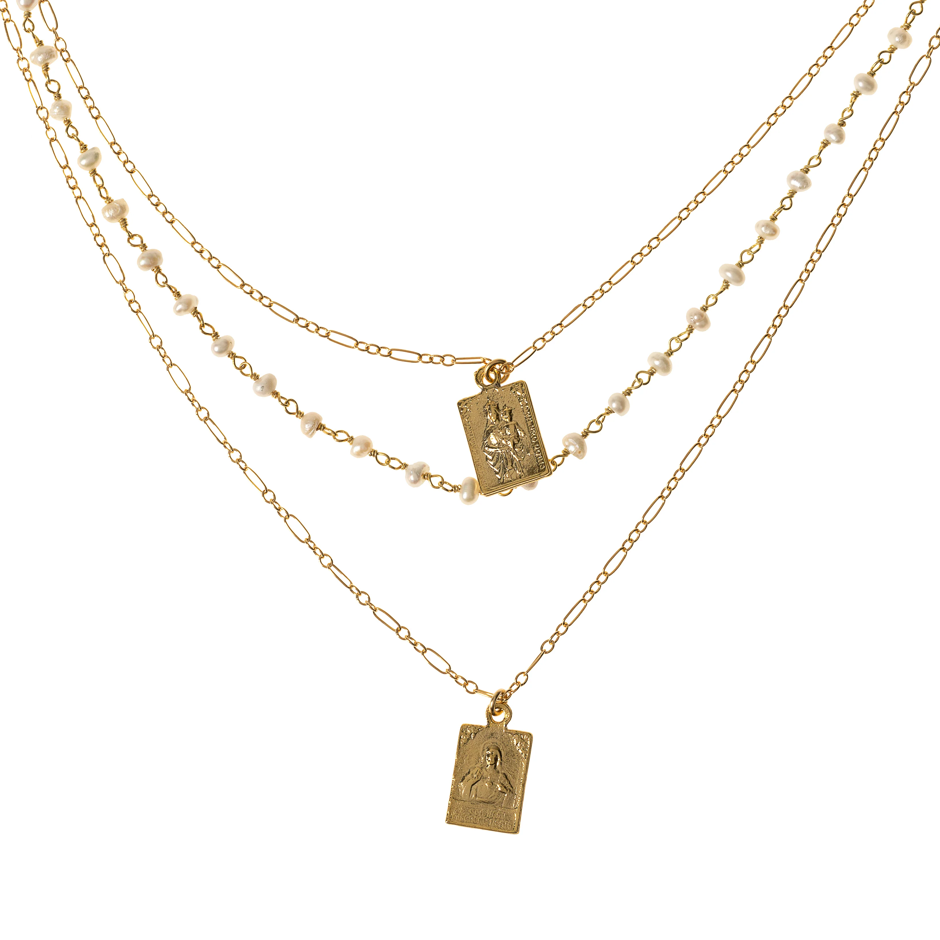 Triple Strand Scapular & Pearl Necklace - Image 2