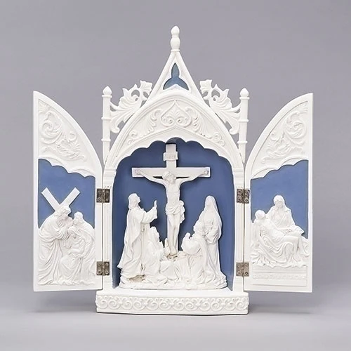 Triptych Crucifixion Scene - Della Robbia Style - Image 2