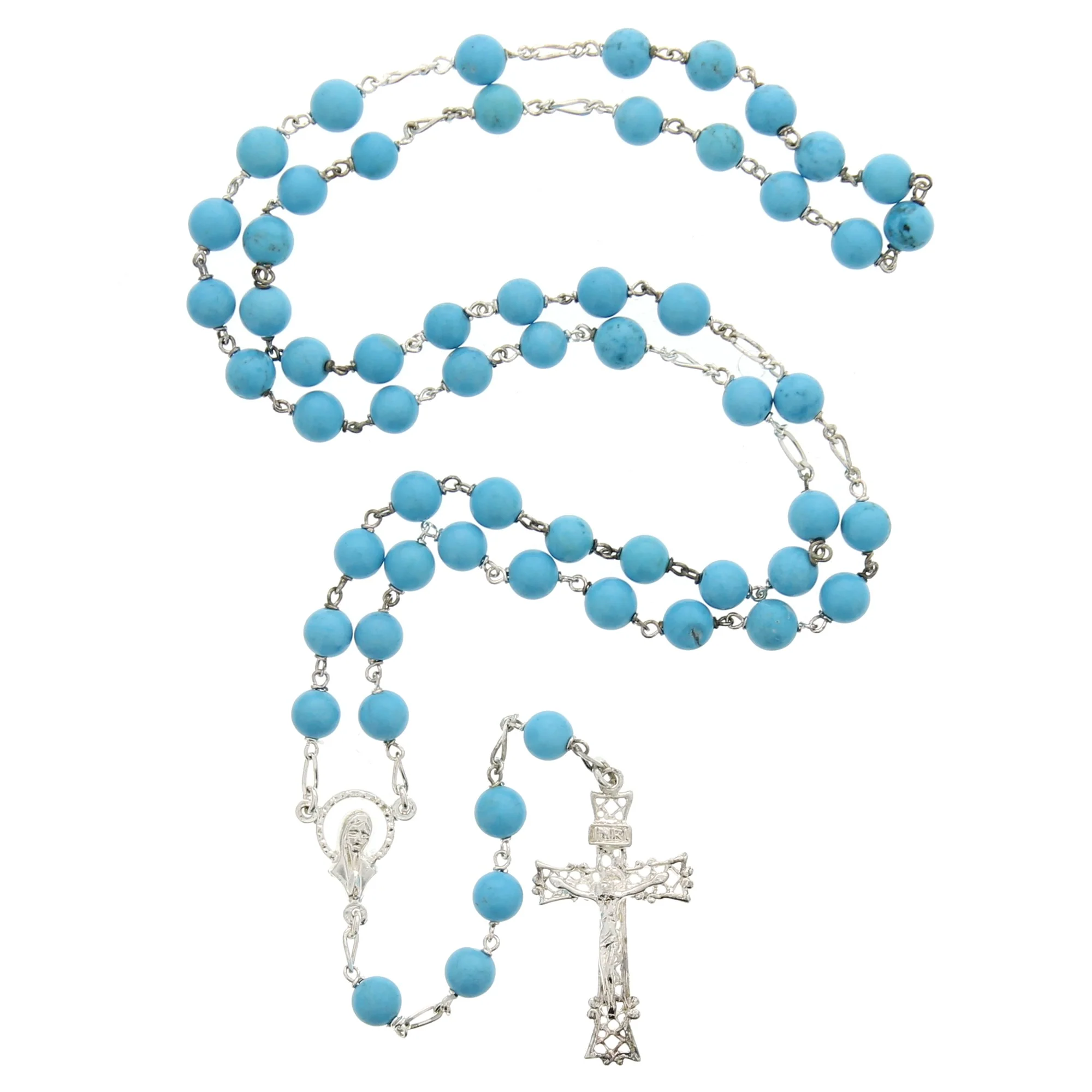 Turquoise Blue & Sterling Silver Rosary - Image 2