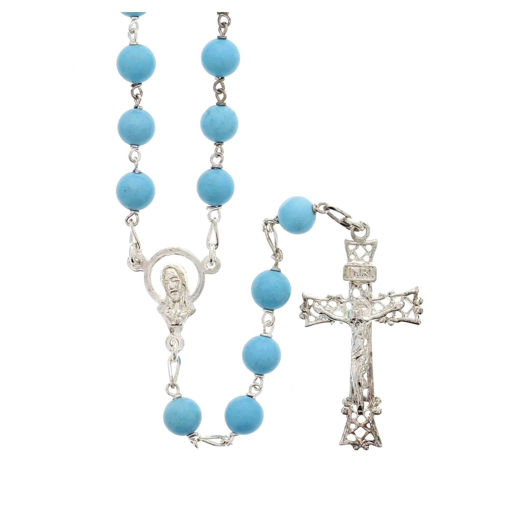 Turquoise Blue & Sterling Silver Rosary - Image 3