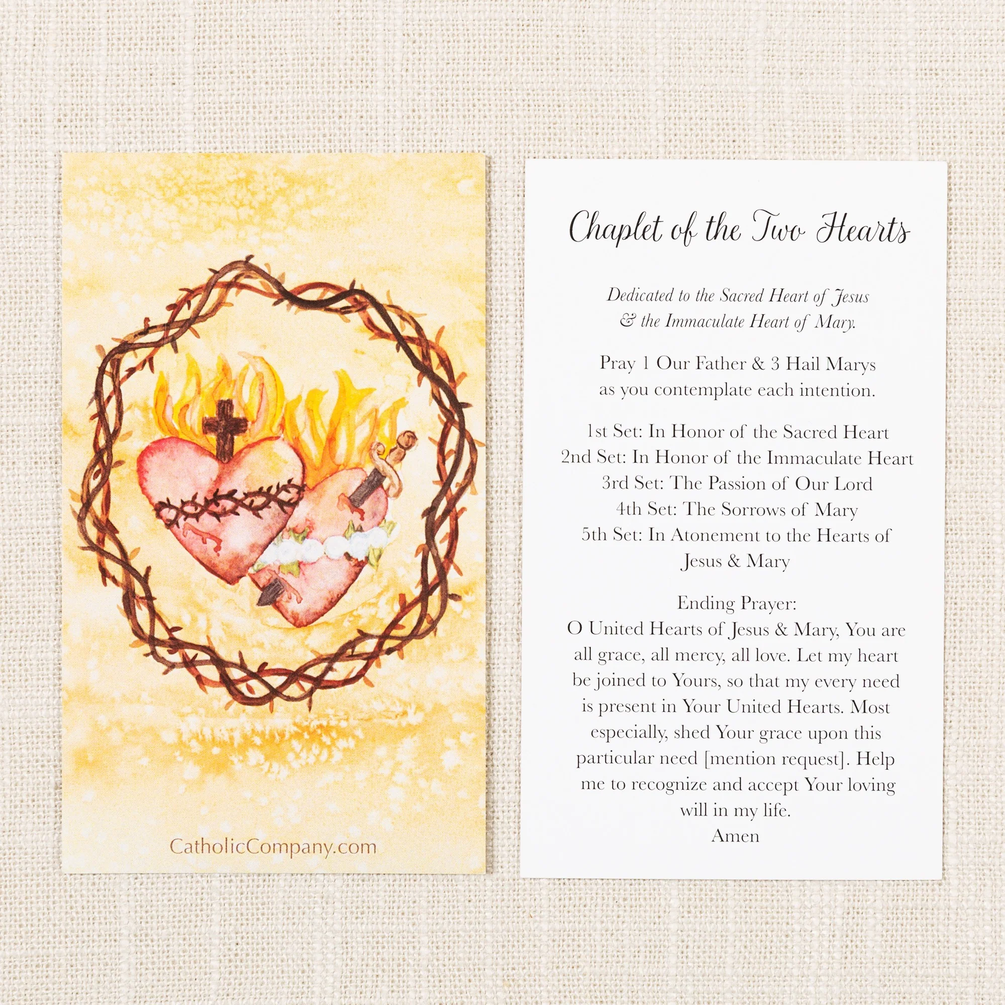 Two Hearts Chaplet Prayer Card