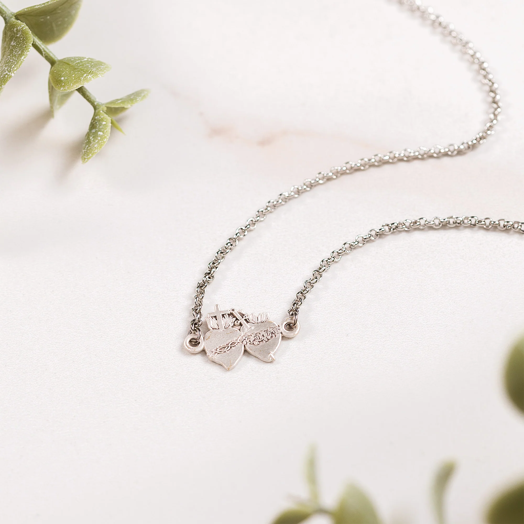 Two Hearts Delicate Necklace - Gold or Silver - Image 3