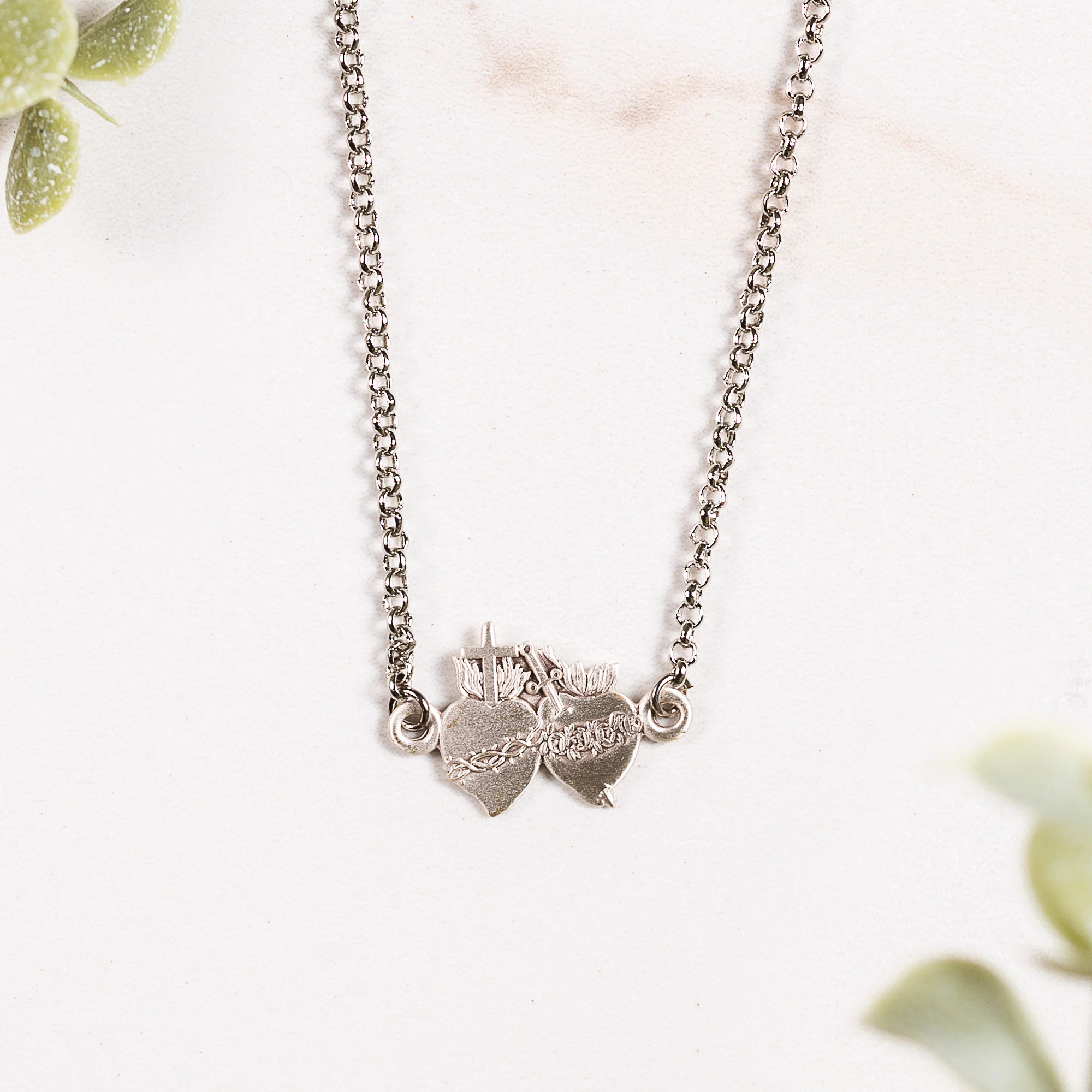 Two Hearts Delicate Necklace - Gold or Silver - Image 4