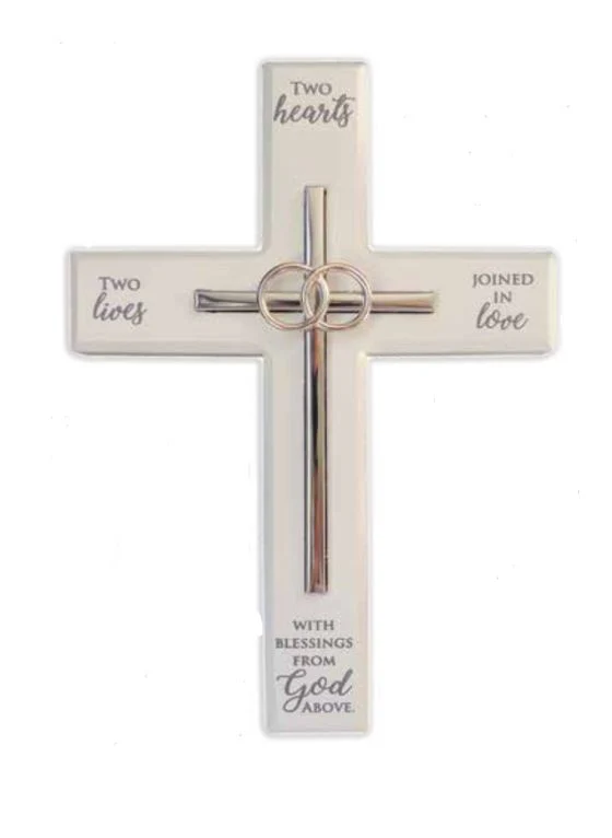 Two Hearts Wedding Wall Cross - 10"