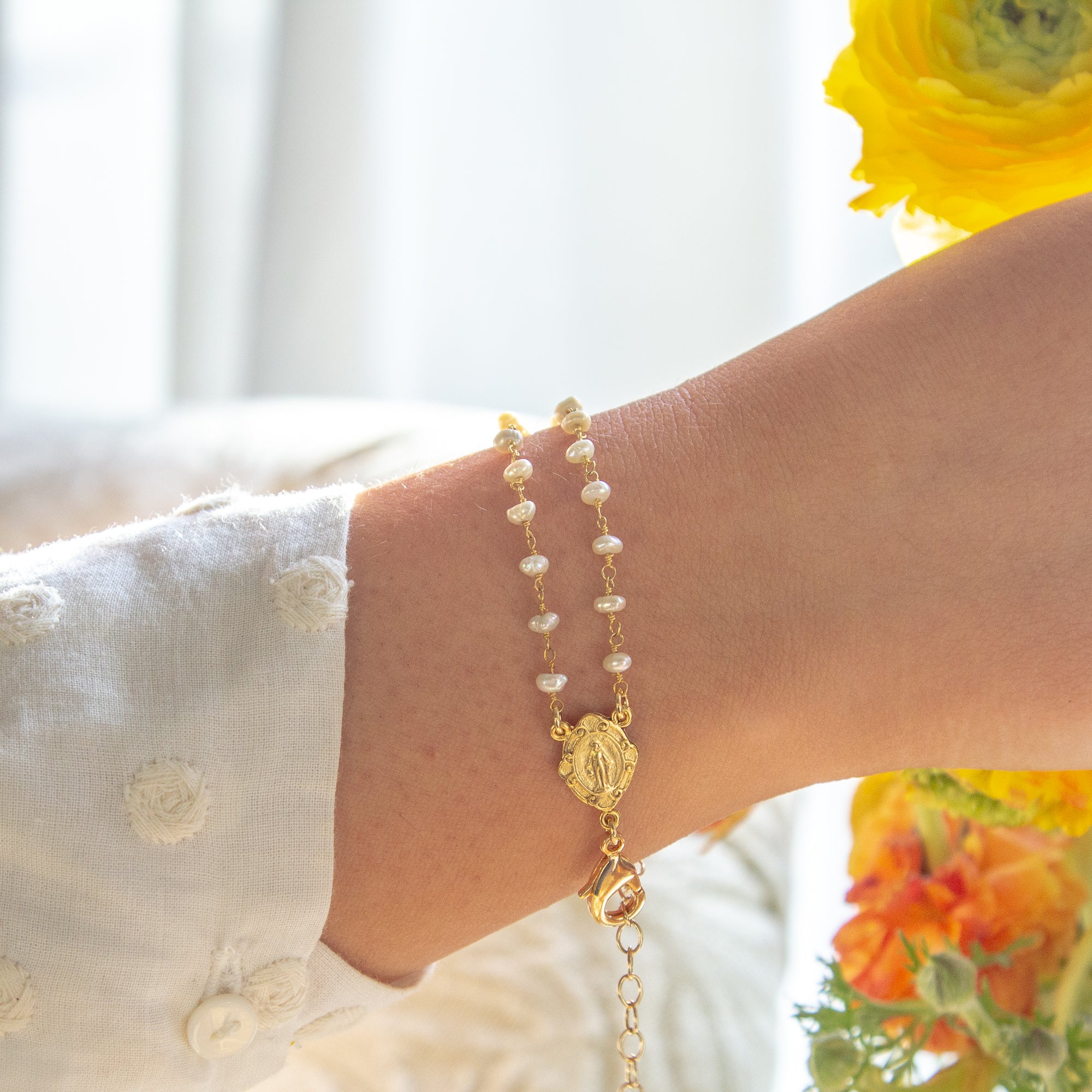 Two-Strand Pearl Opalite Marian Bracelet - Image 2