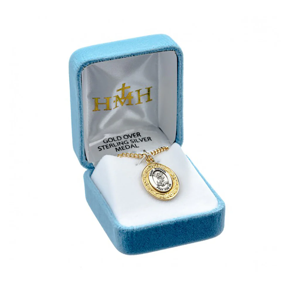 Two Tone Delicate St. Michael Medal Necklace - Image 2
