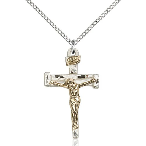 Two-Tone GF/SS Nail Crucifix Pendant