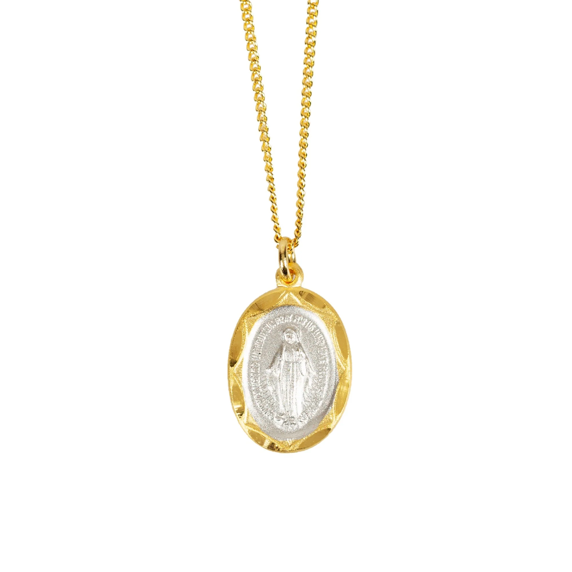 Two Tone Miraculous Medal Necklace