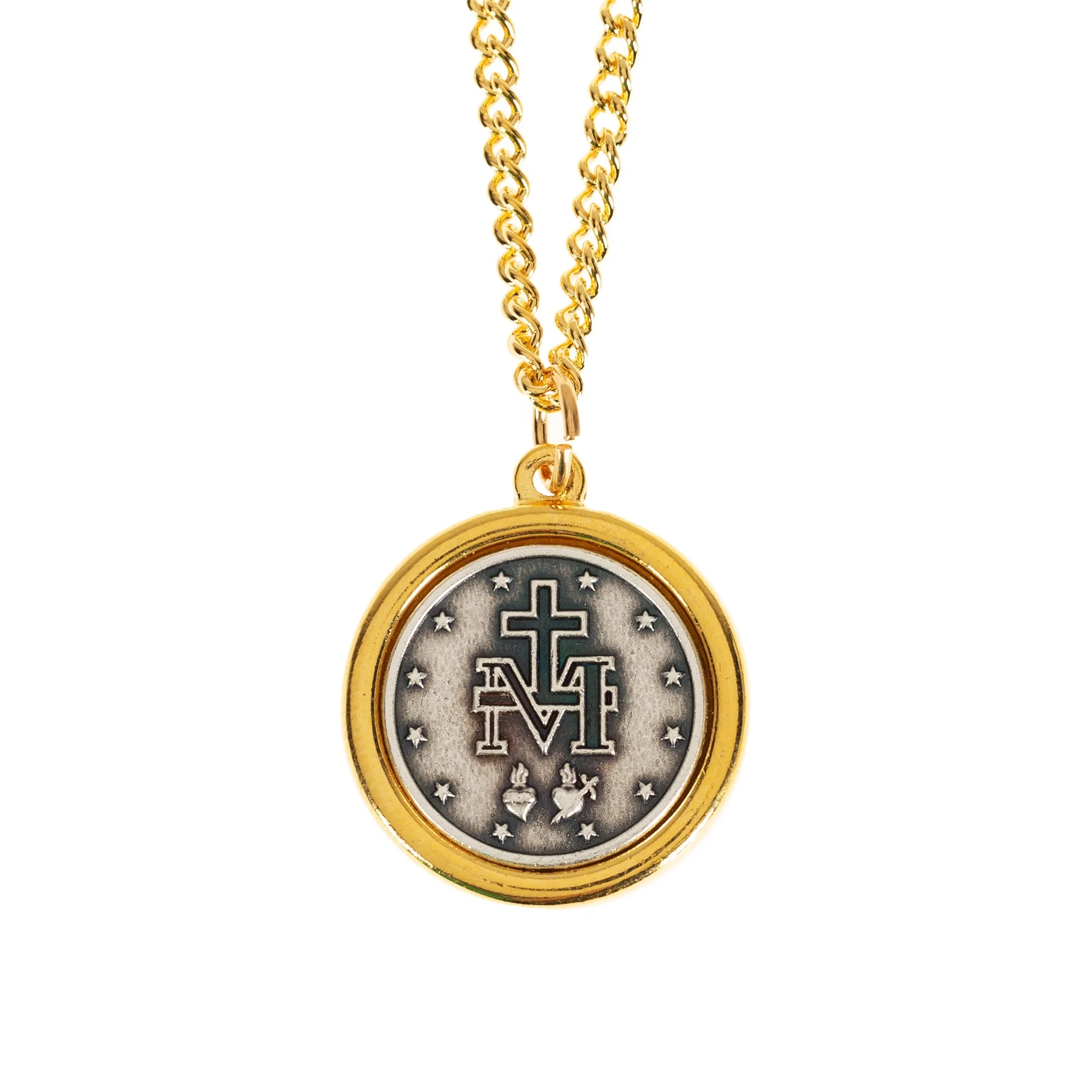 Two Tone Miraculous Medal on 24" Chain - Image 2