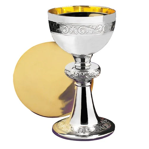 Two Tone Ornamented Chalice & Paten