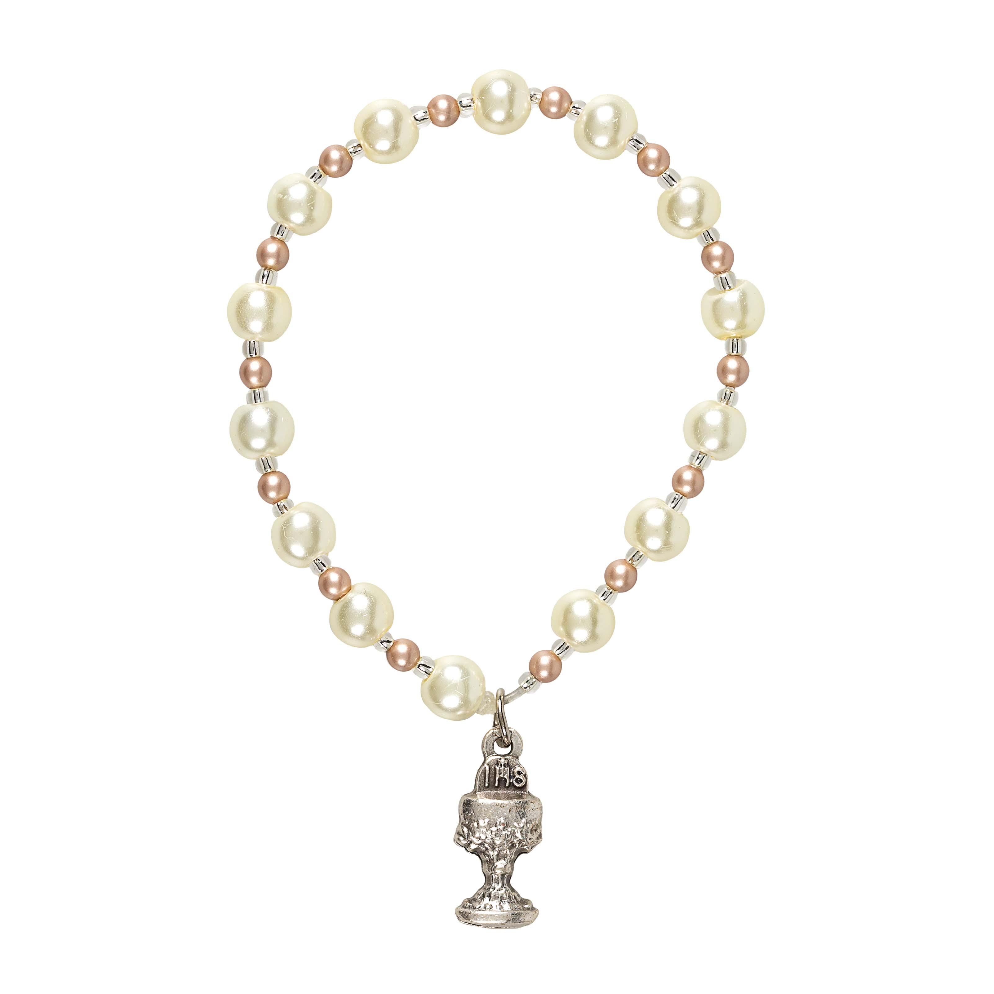 Two-Tone Pearl & Silver First Communion Bracelet Set - Image 2