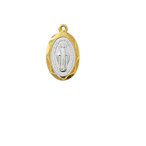 Two Tone Petite Miraculous Medal Necklace
