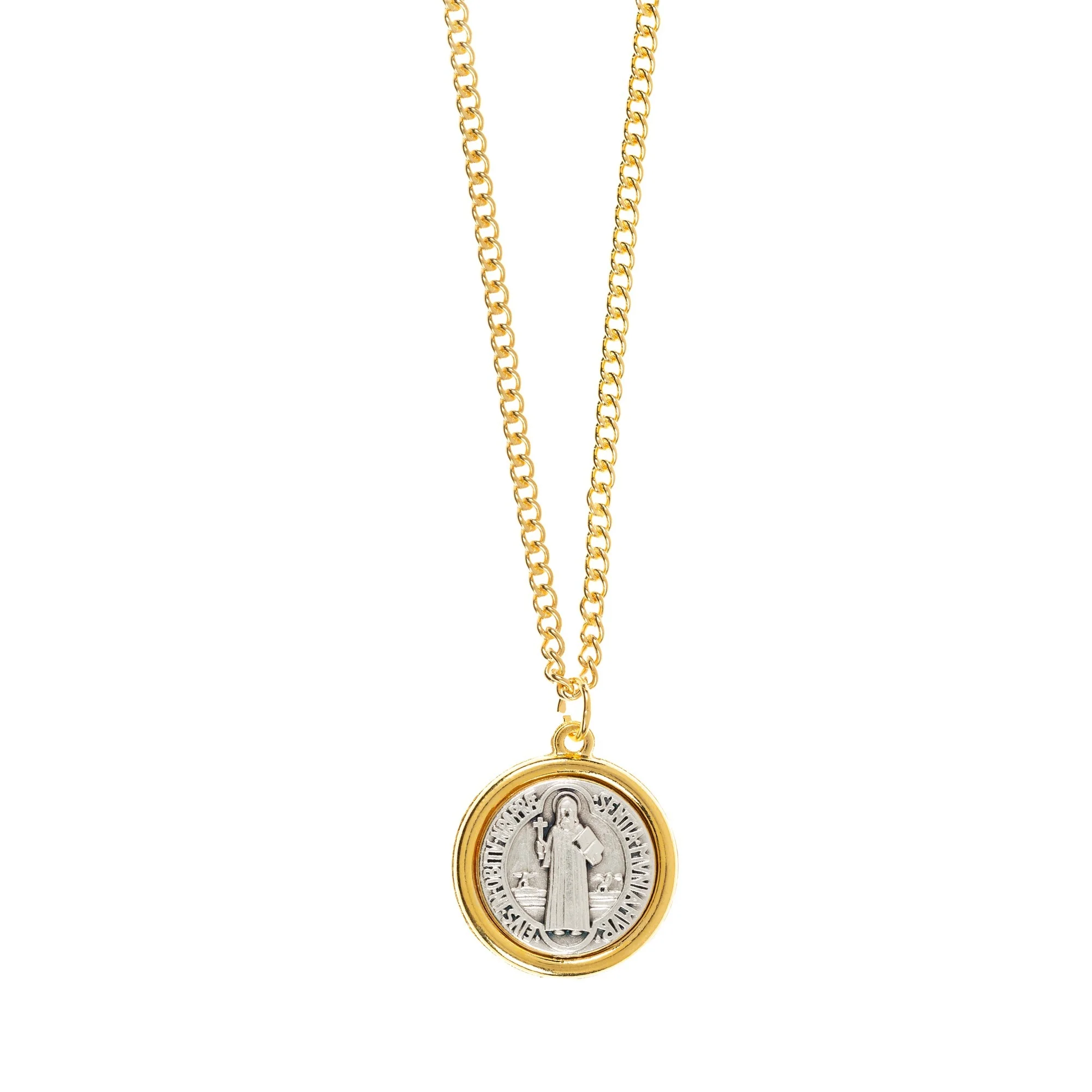 Two Tone St. Benedict Medal on 24" Chain - Image 2