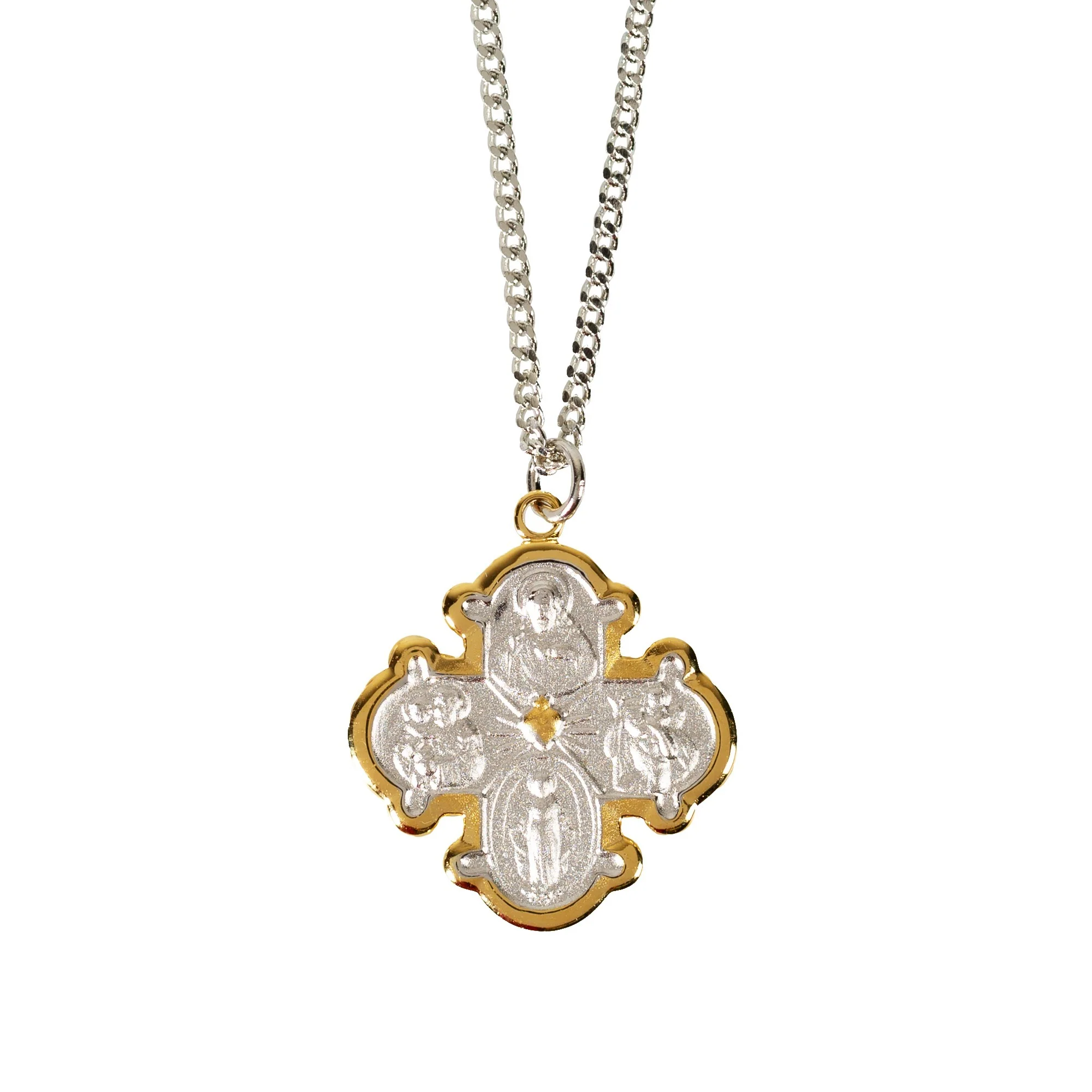 Two Tone Sterling 4-Way Medal Necklace - Image 3