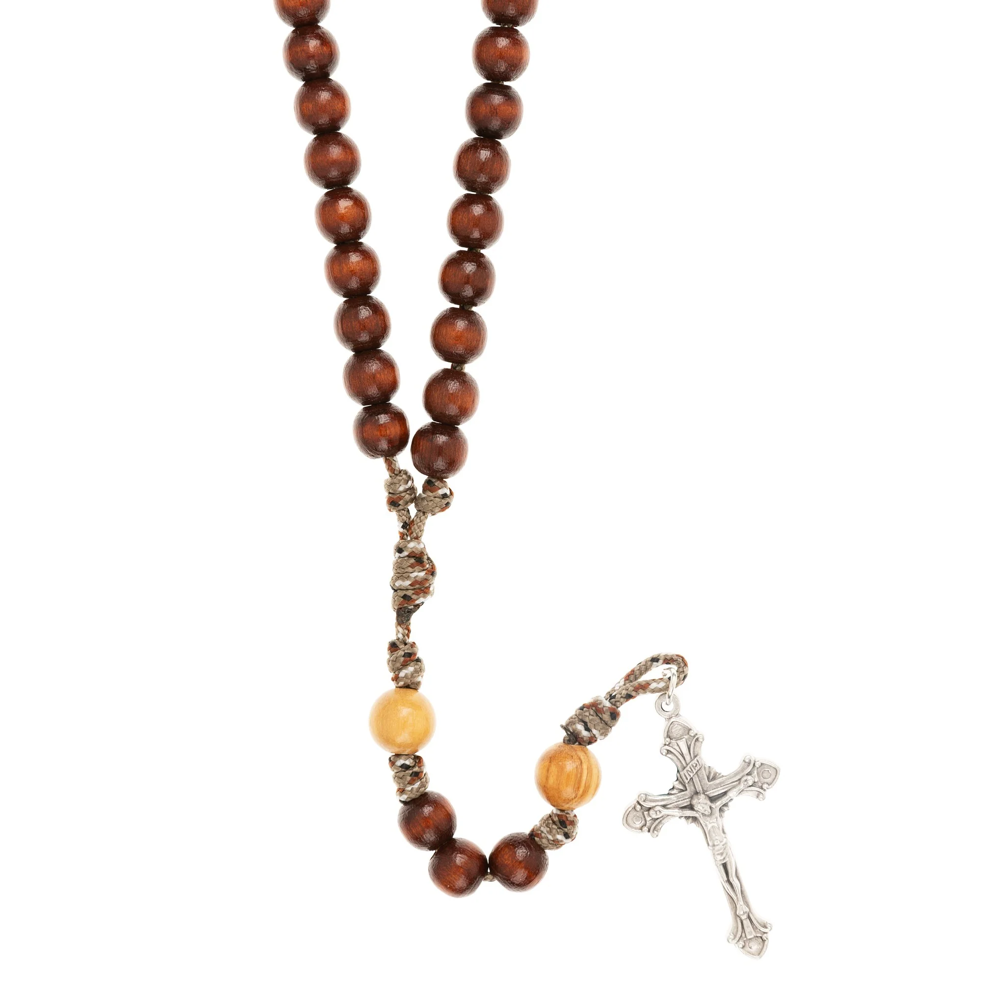 Two Tone Wood Paracord Rosary