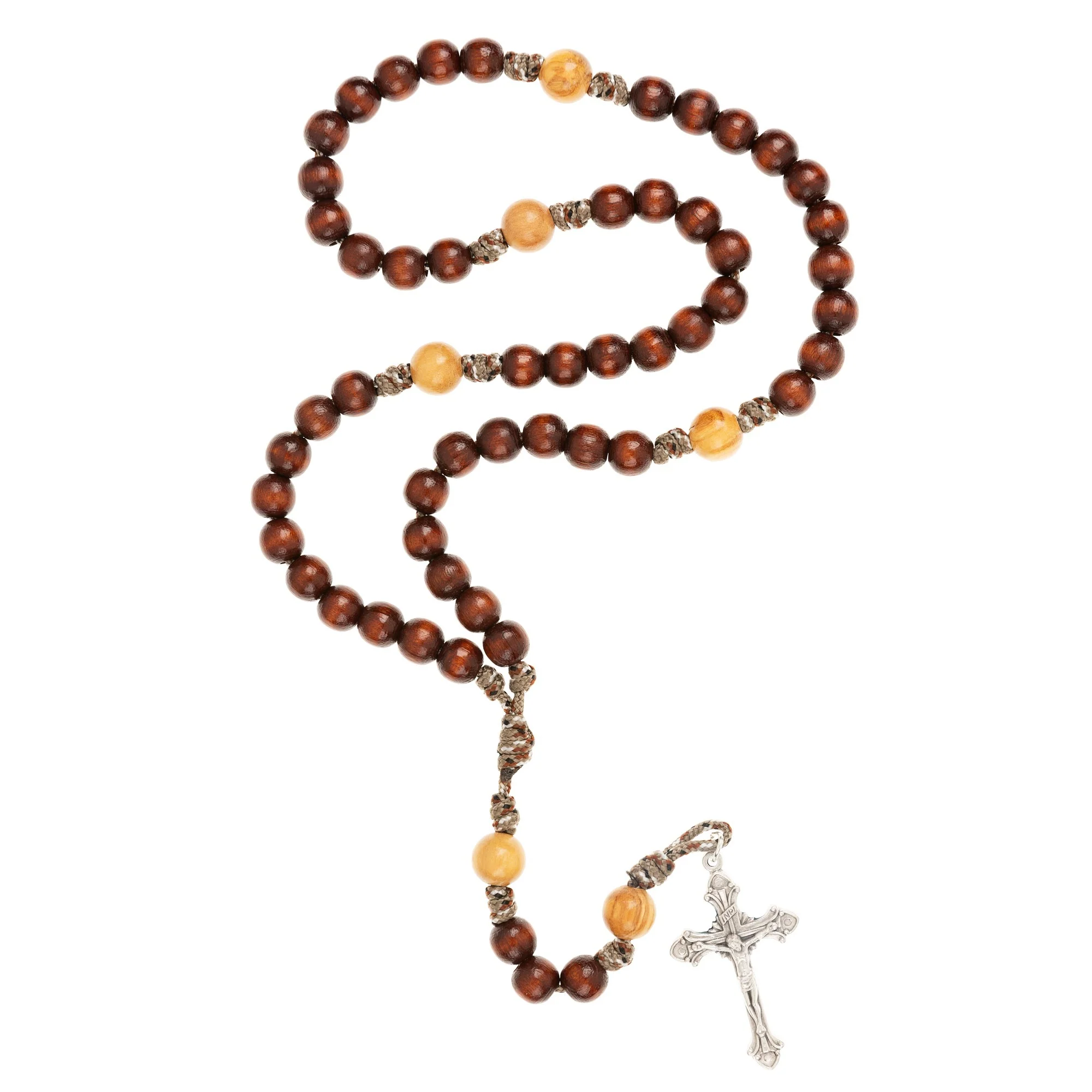 Two Tone Wood Paracord Rosary - Image 4