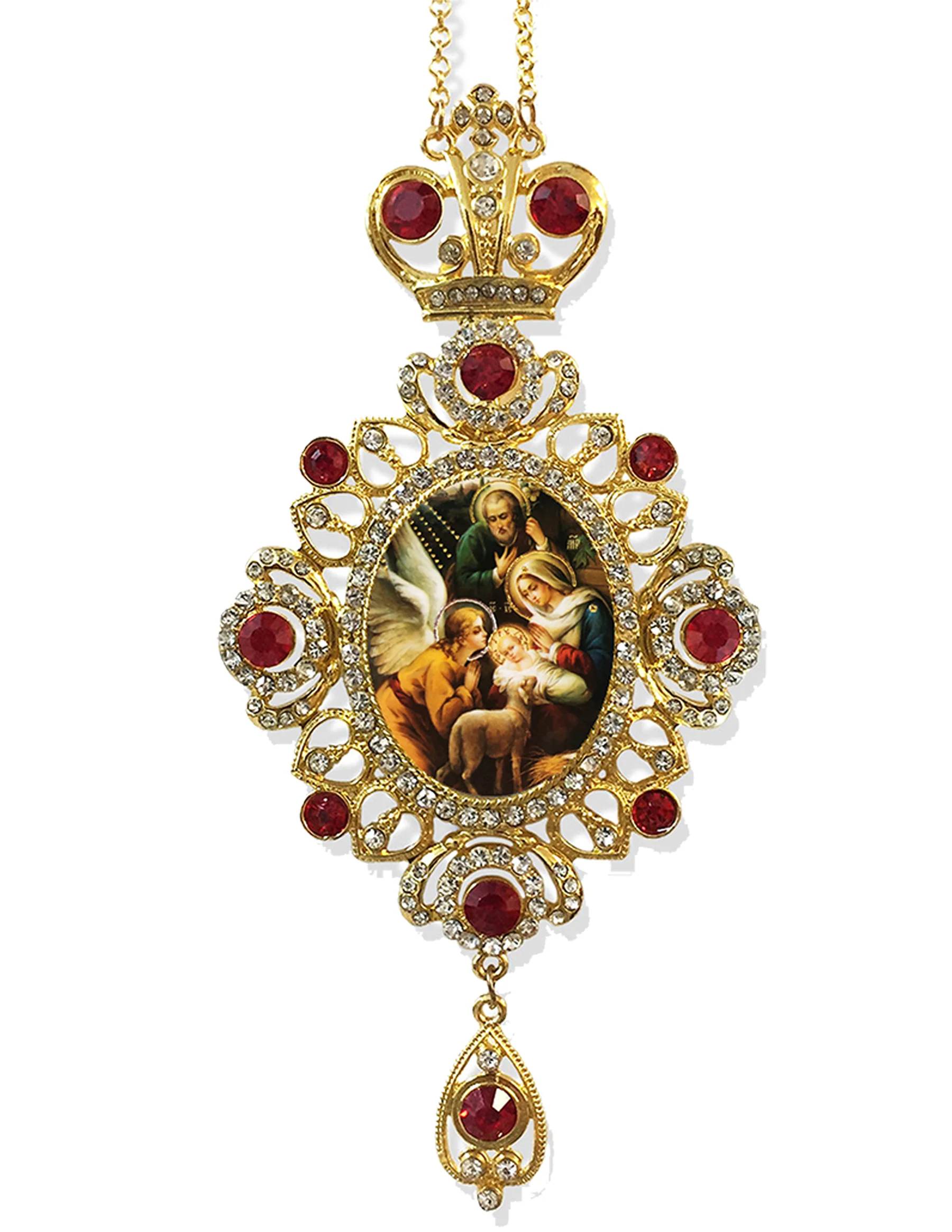Ukrainian Gold & Red Nativity Icon Room Pendant - Image 2