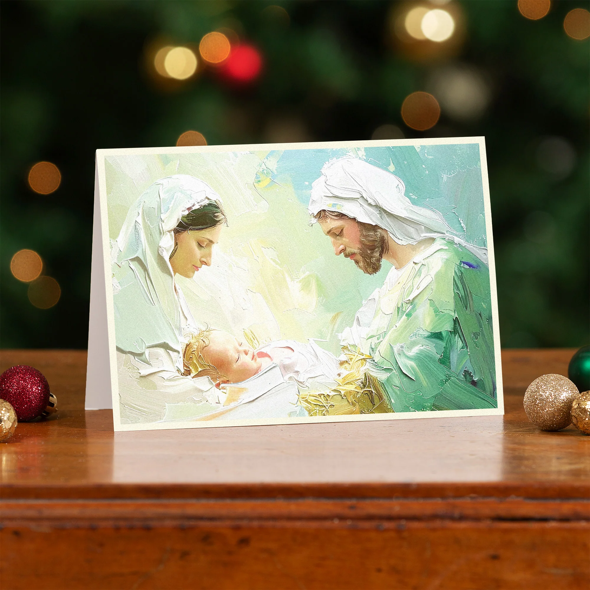 Holy Family Oil Painting Christmas Card - Set of 20