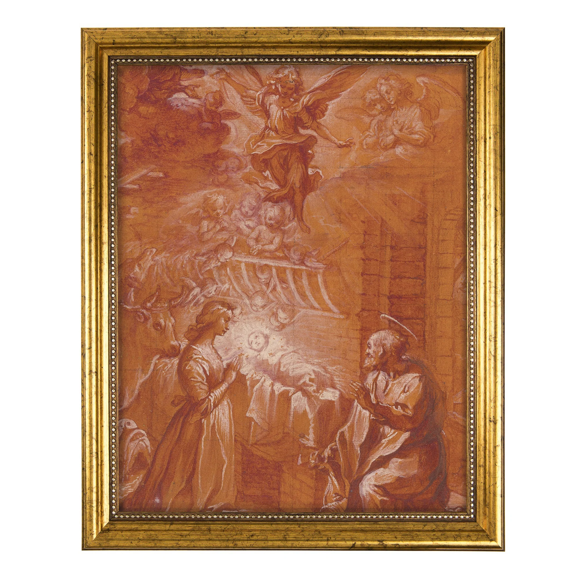 Vanni Nativity Antique Gold Framed Print - 8" x 10" - Image 2