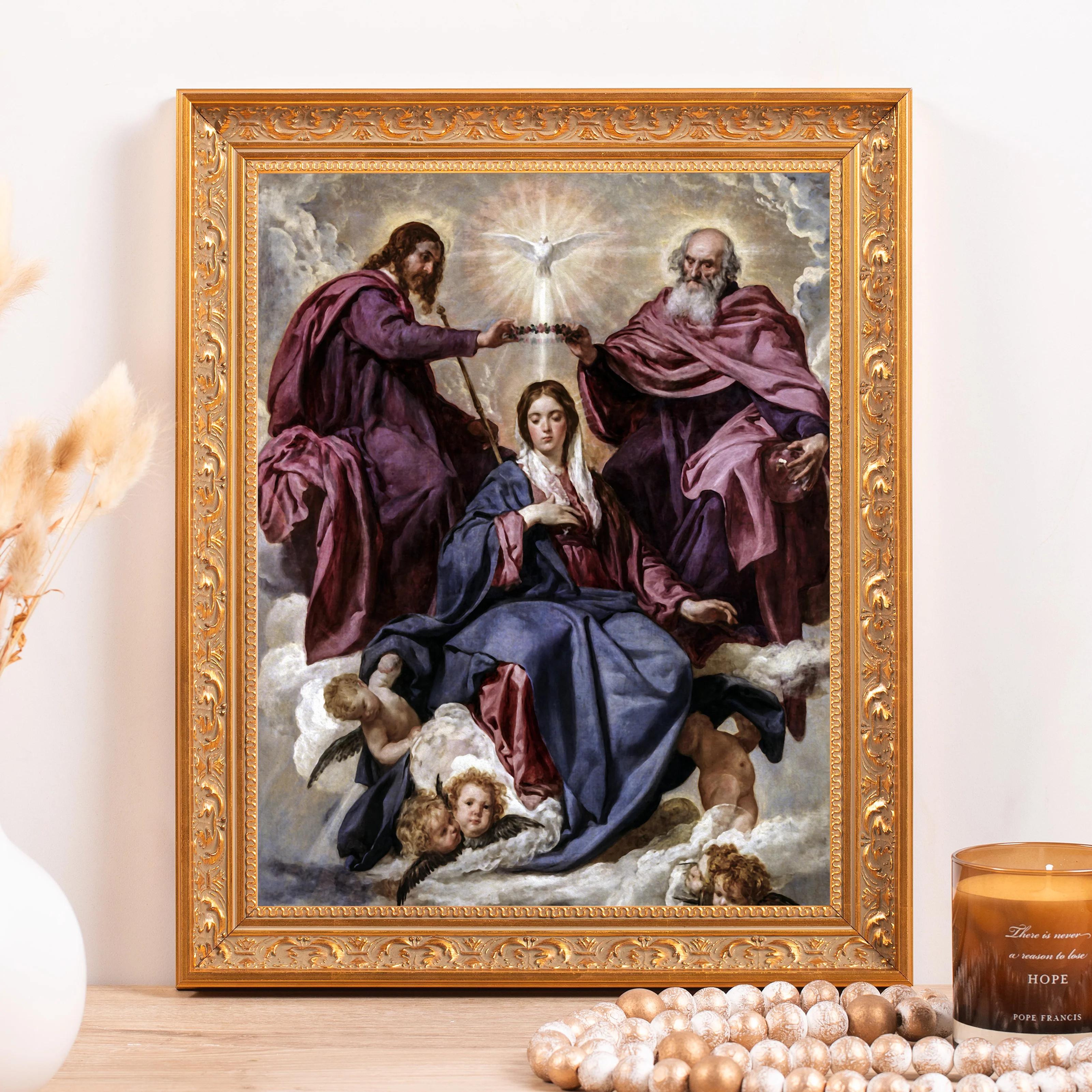 Velázquez Coronation of the Virgin Framed Canvas - Sacred Classics Collection - Image 3