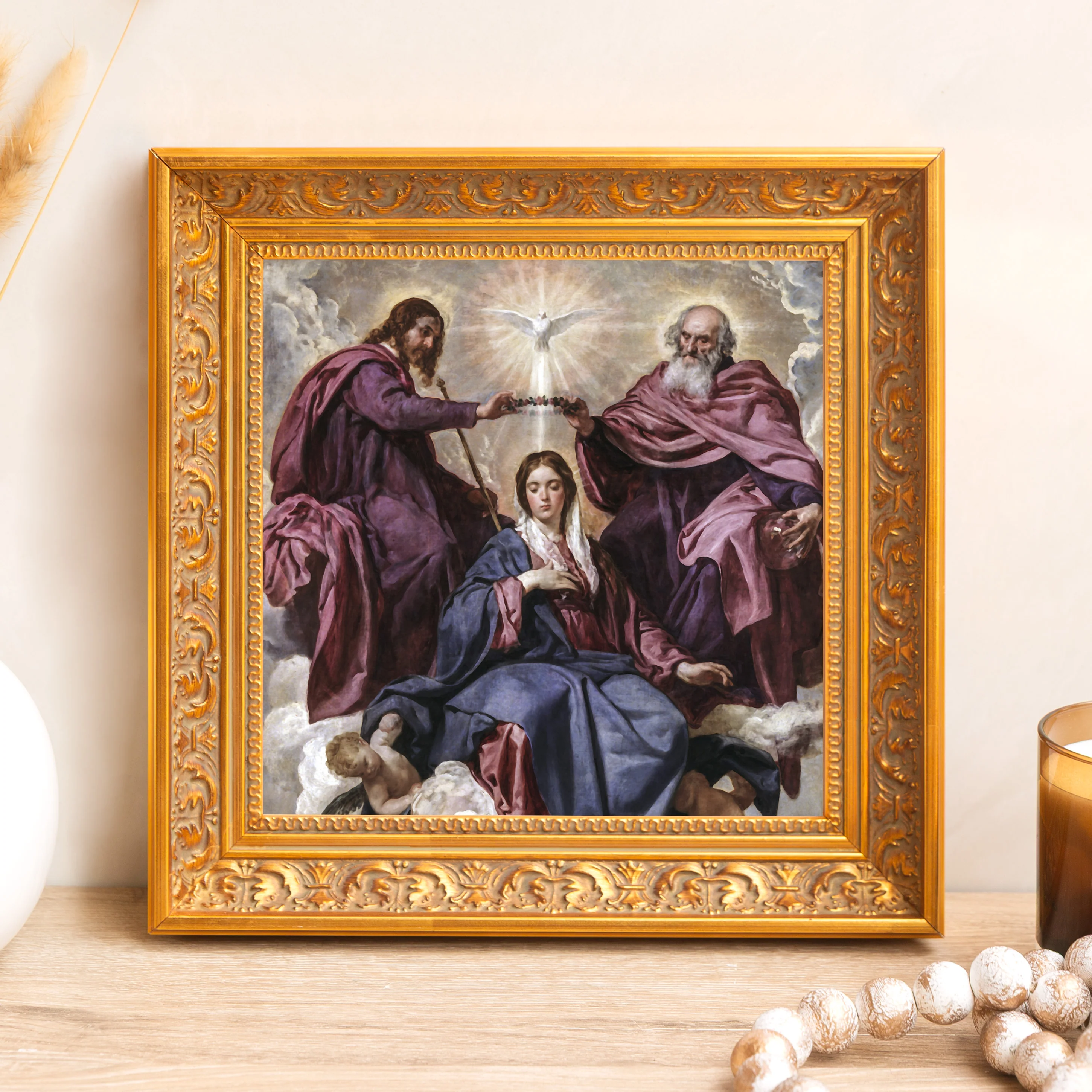 Velzquez Coronation of the Virgin Framed Canvas - Sacred Mini Collection