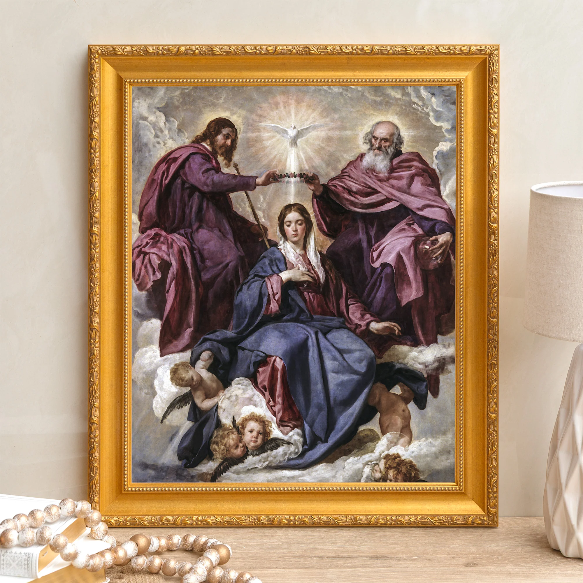 Velázquez Coronation of the Virgin Framed Canvas  - Sacred Signature Collection - Image 4