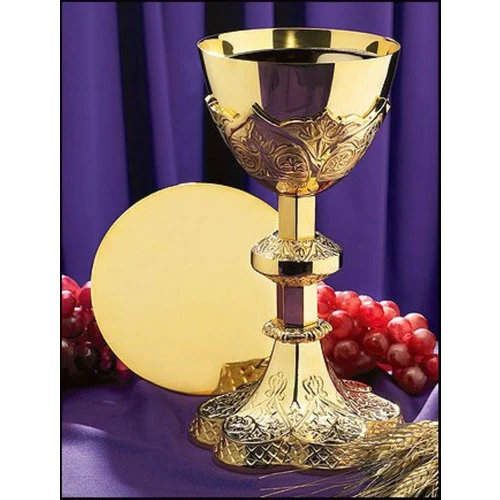Vine Embossed Chalice and Paten Set