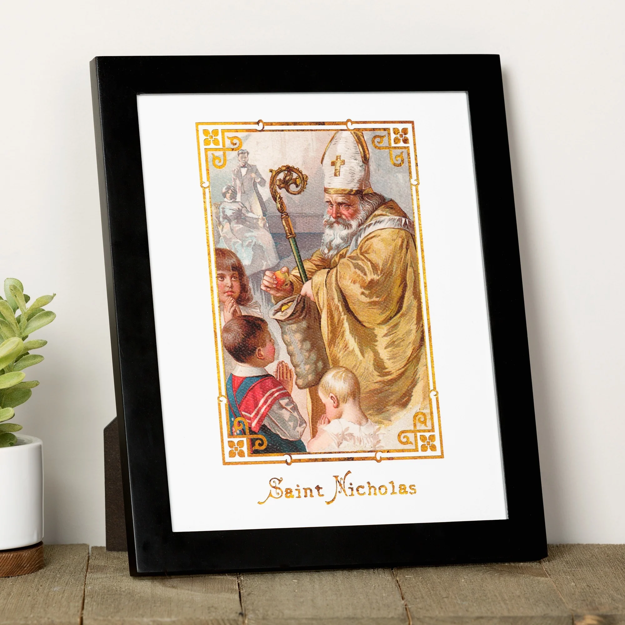 Vintage St. Nicholas Black Framed Print