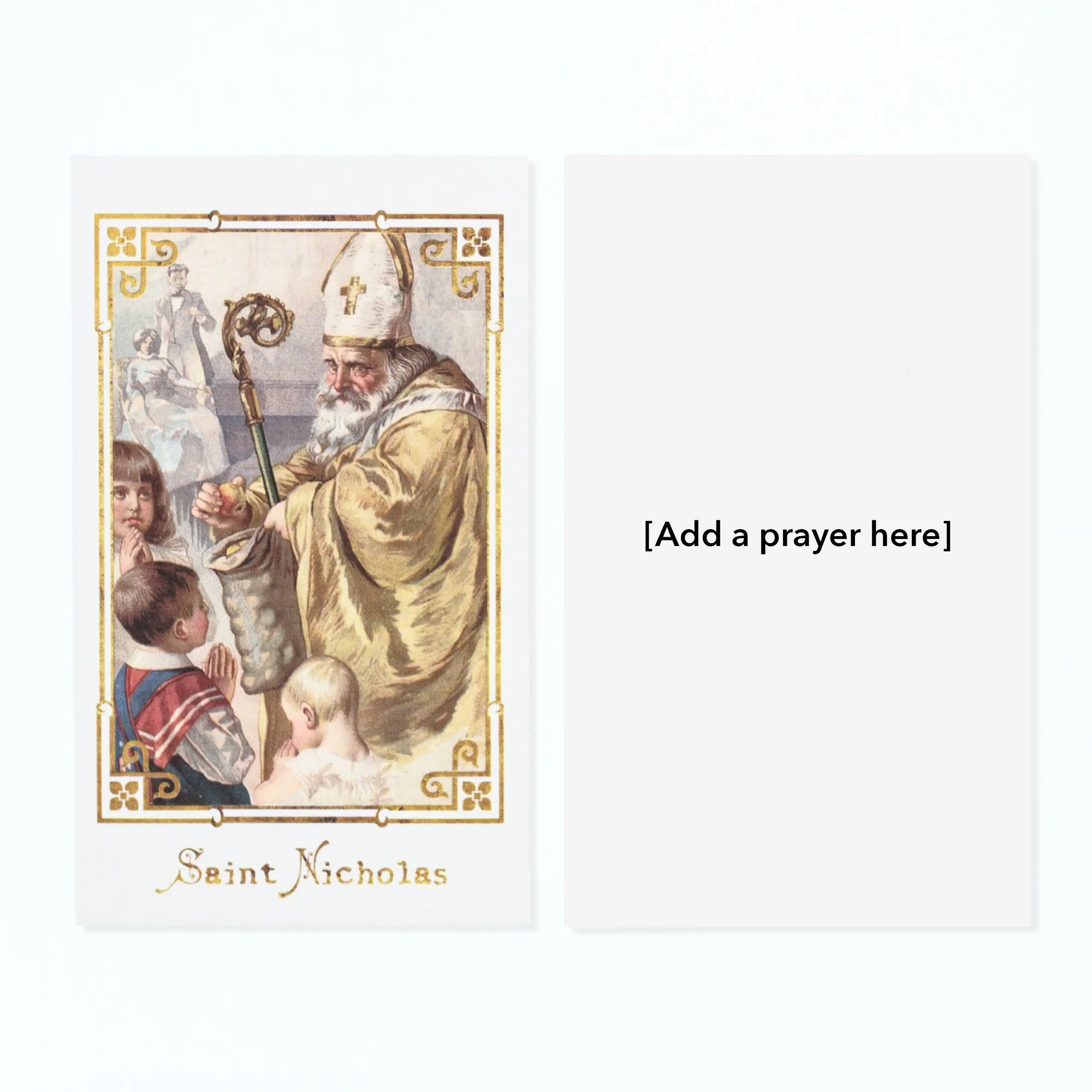 Laminated Vintage St Nicholas Personalized Prayer Cards - Image 2