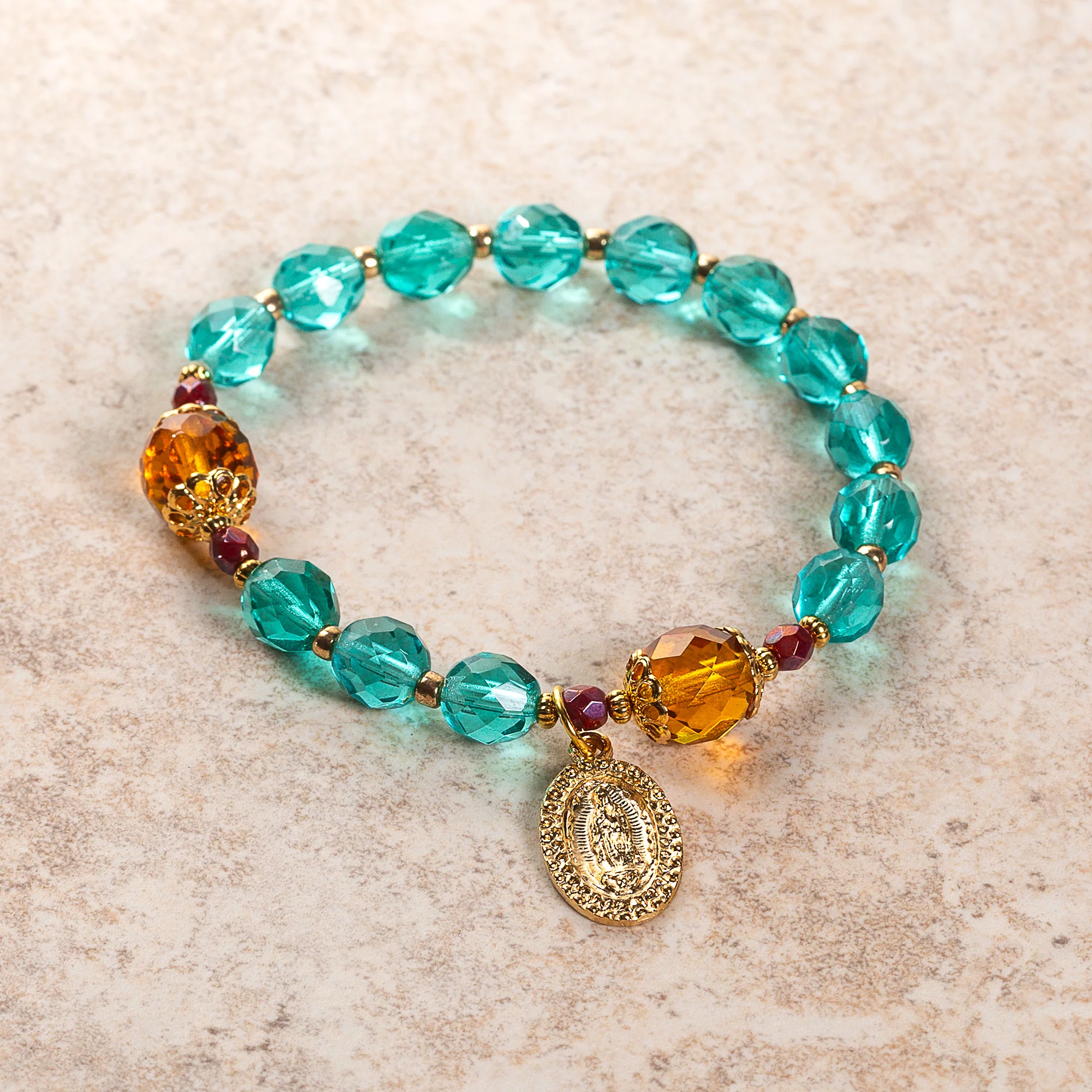 Virgen de Guadalupe Crystal Rosary Bracelet - Image 2