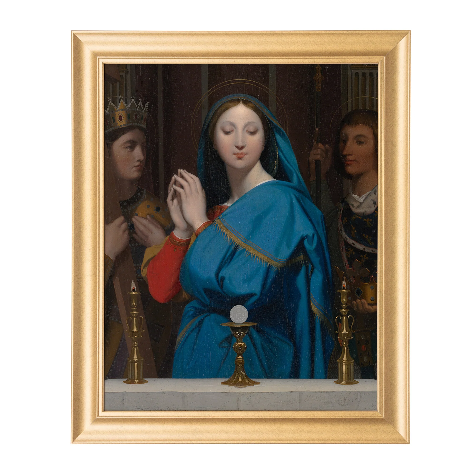 Virgin Adoring the Host Antique Gold Framed Print - Multiple Sizes - Image 6