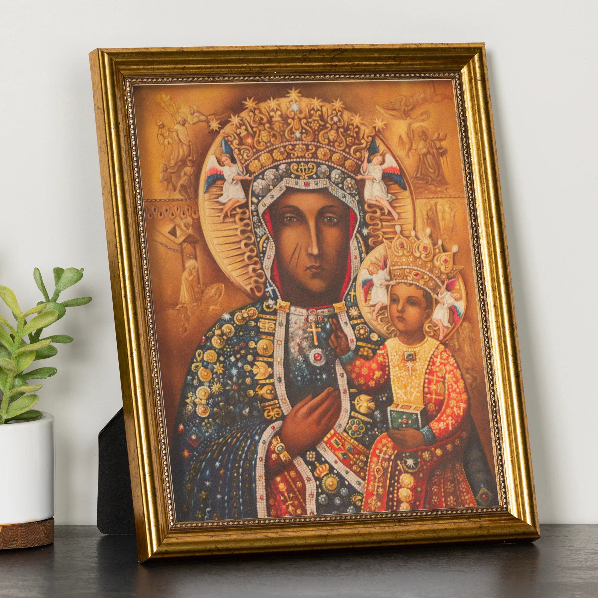 Virgin of Czestochowa Antique Gold Framed Print - Multiple Sizes - Image 3