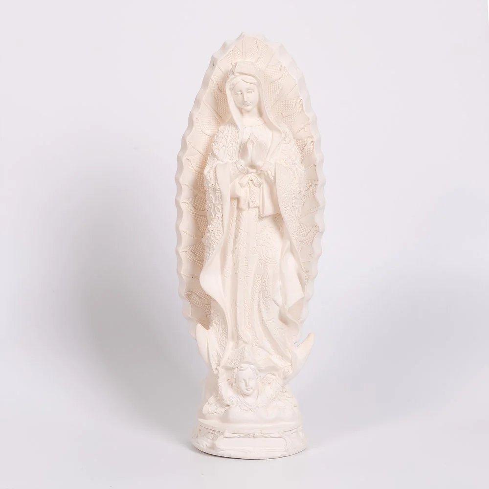 Virgin of Guadalupe Statue - White or Hand Painted - 13"