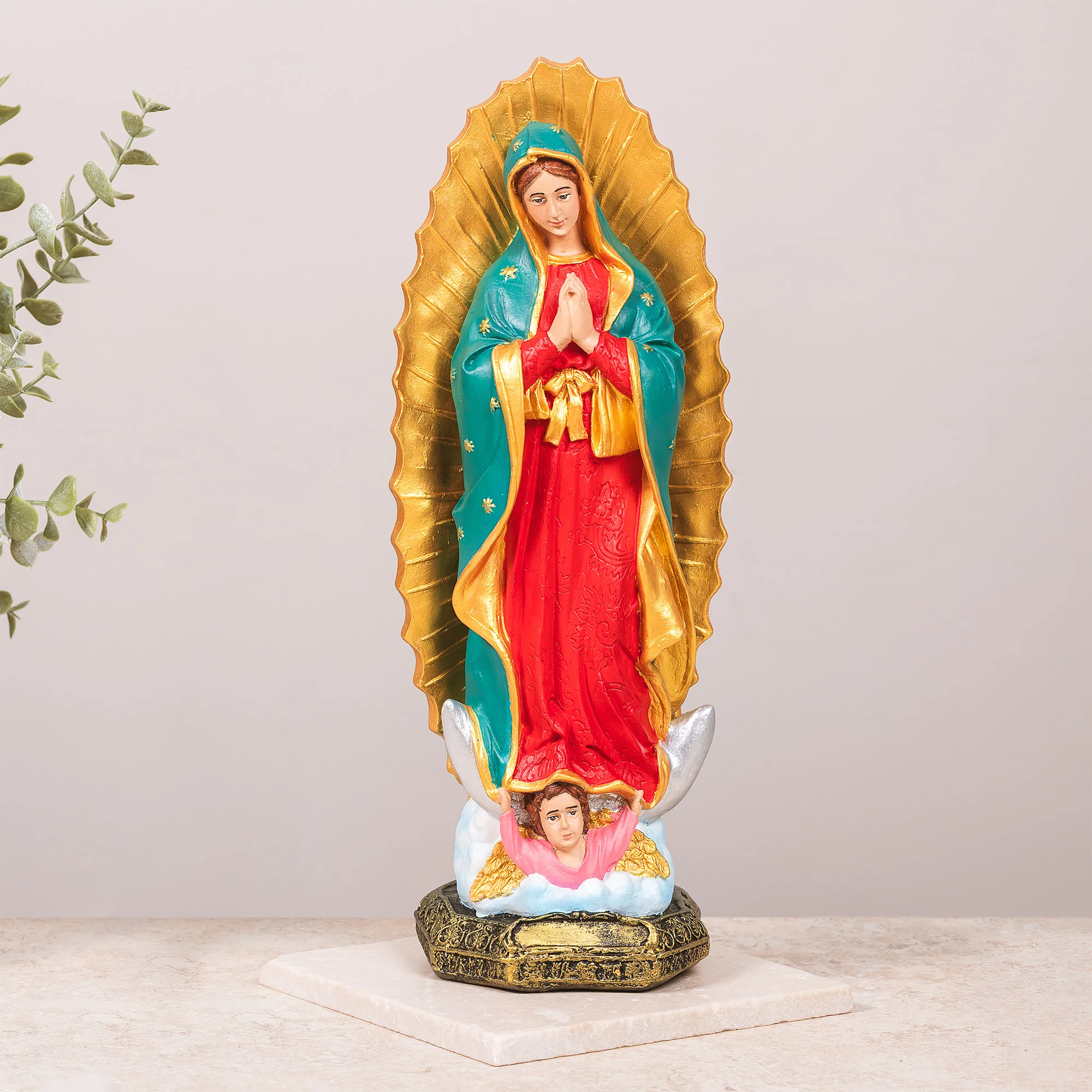 Virgin of Guadalupe Statue - White or Hand Painted - 13" - Image 5