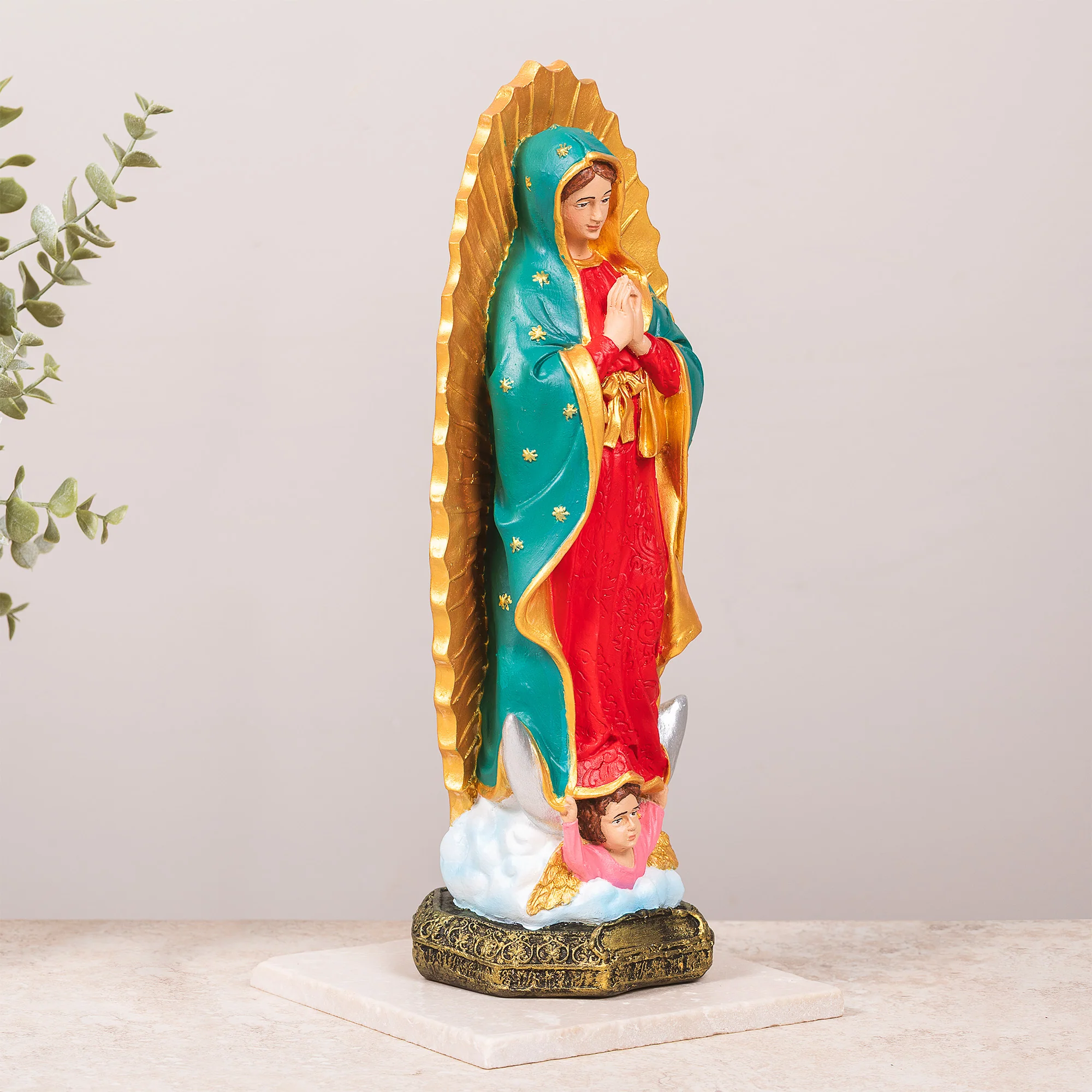 Virgin of Guadalupe Statue - White or Hand Painted - 13" - Image 6