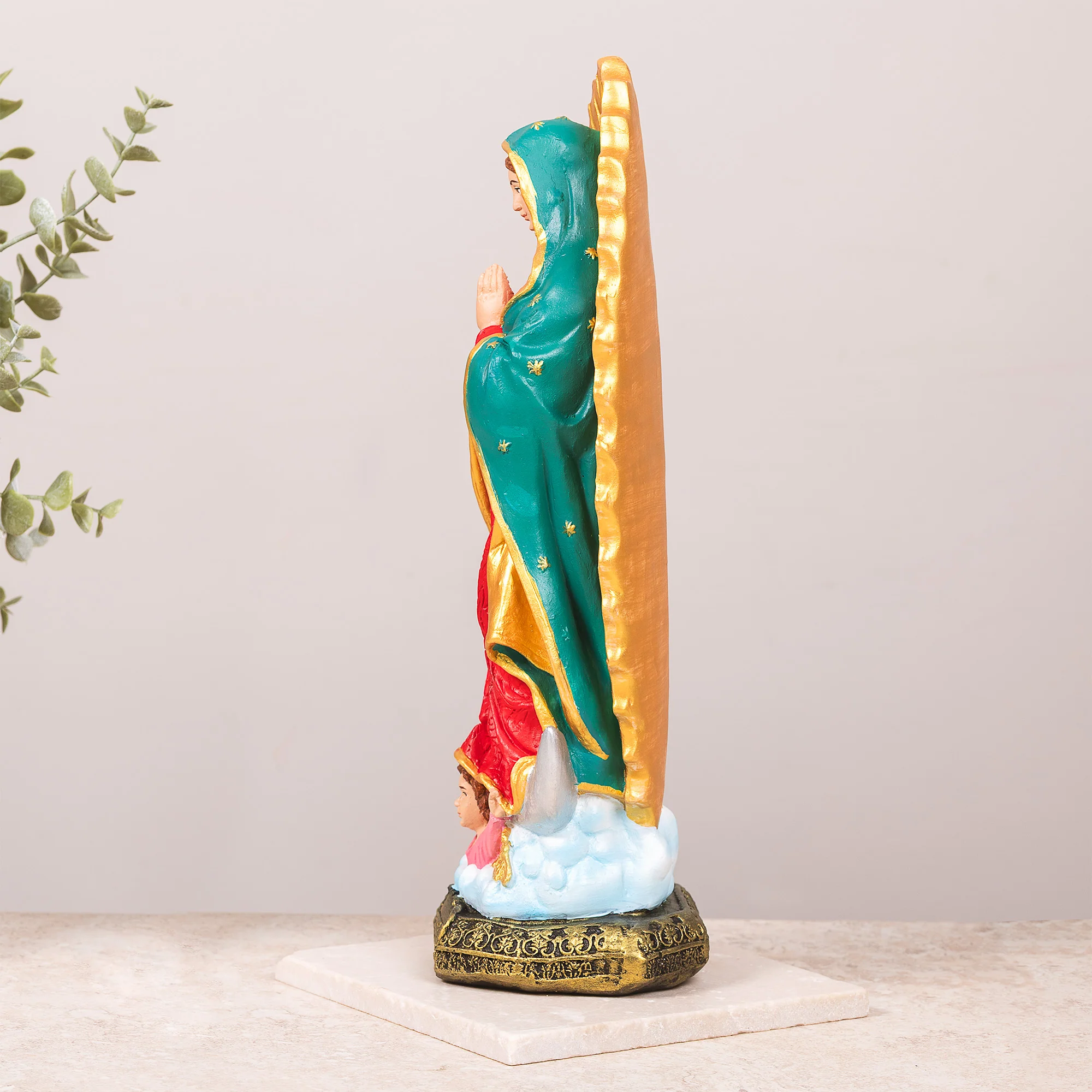 Virgin of Guadalupe Statue - White or Hand Painted - 13" - Image 7