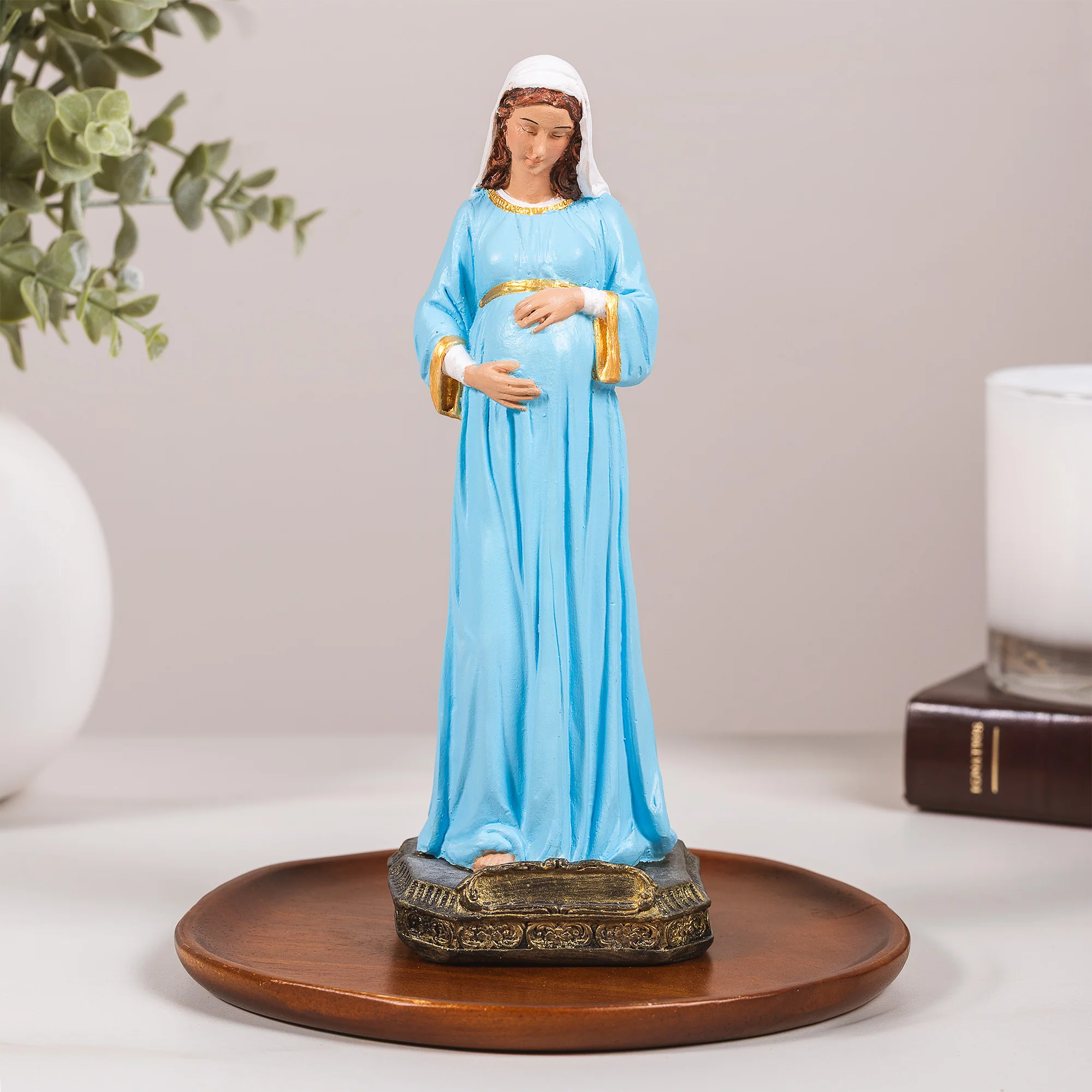 Virgin of Sweet Expectation - White or Hand Painted  - 8" - Image 5