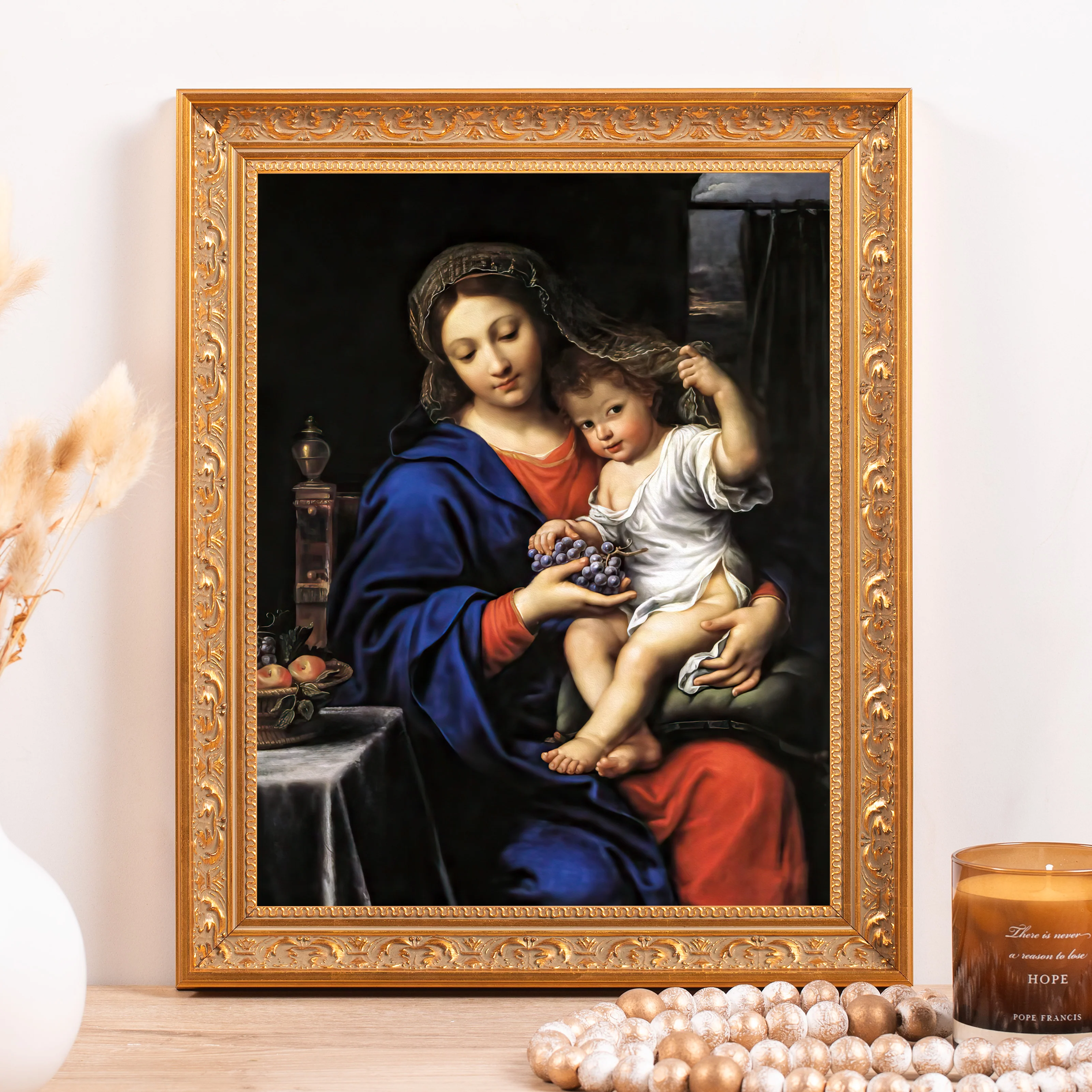 Virgin of the Grapes Framed Canvas - Sacred Classics Collection