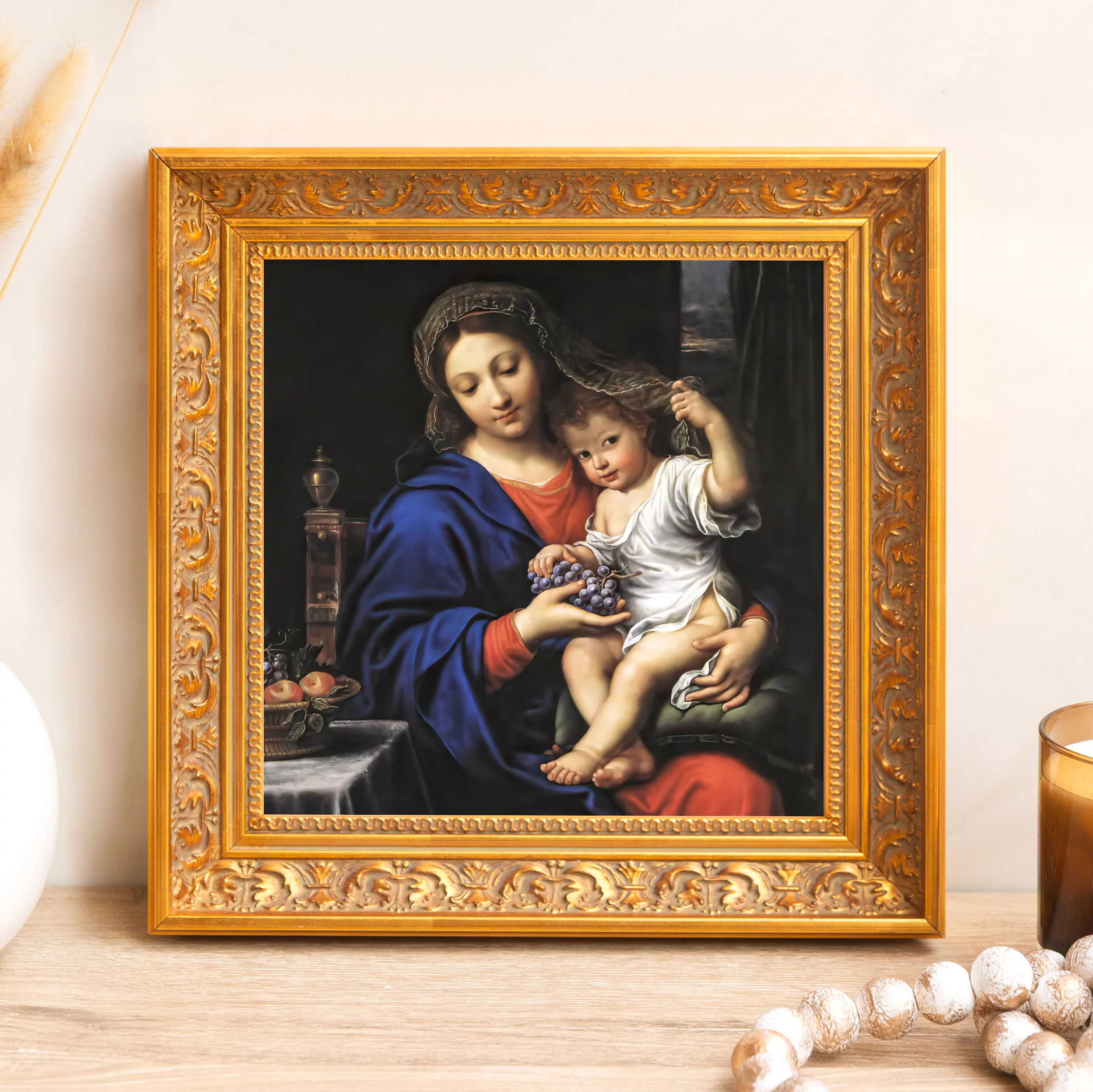 Virgin of the Grapes Framed Canvas - Sacred Mini Collection