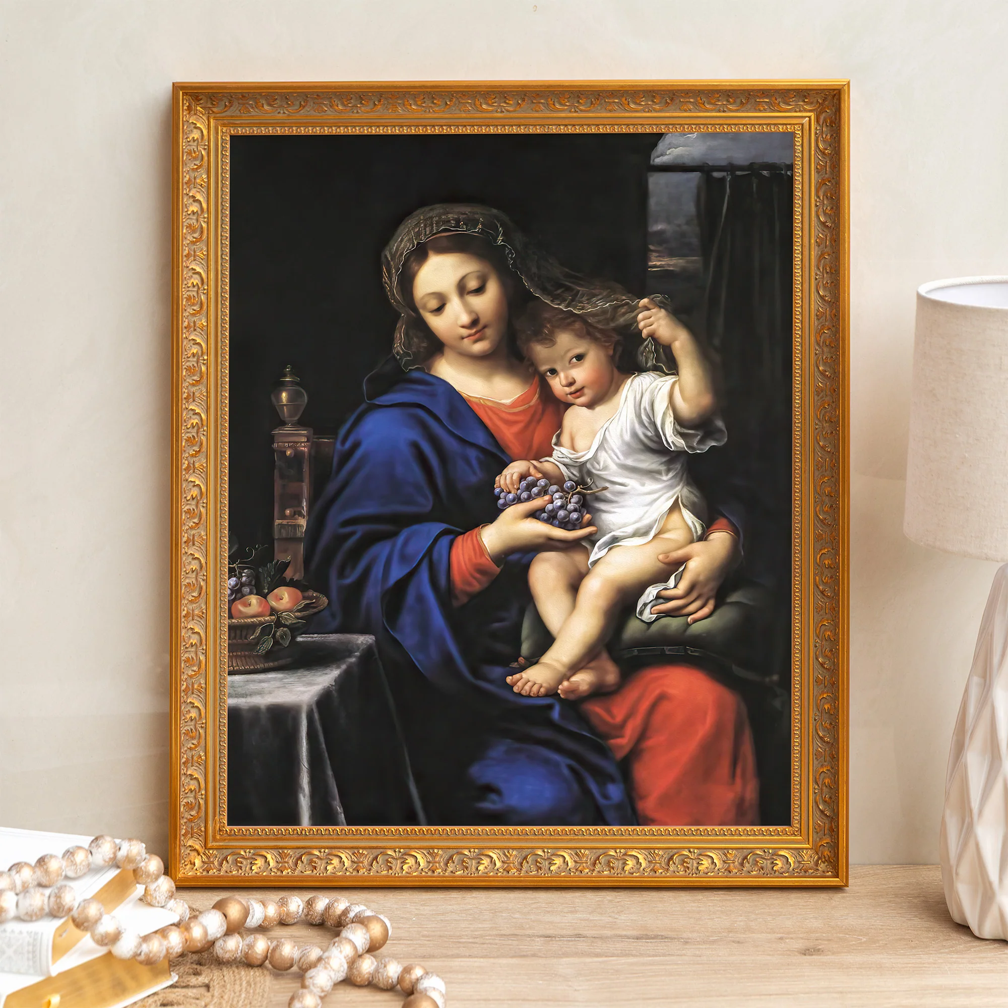 Virgin of the Grapes Framed Canvas - Sacred Signature Collection
