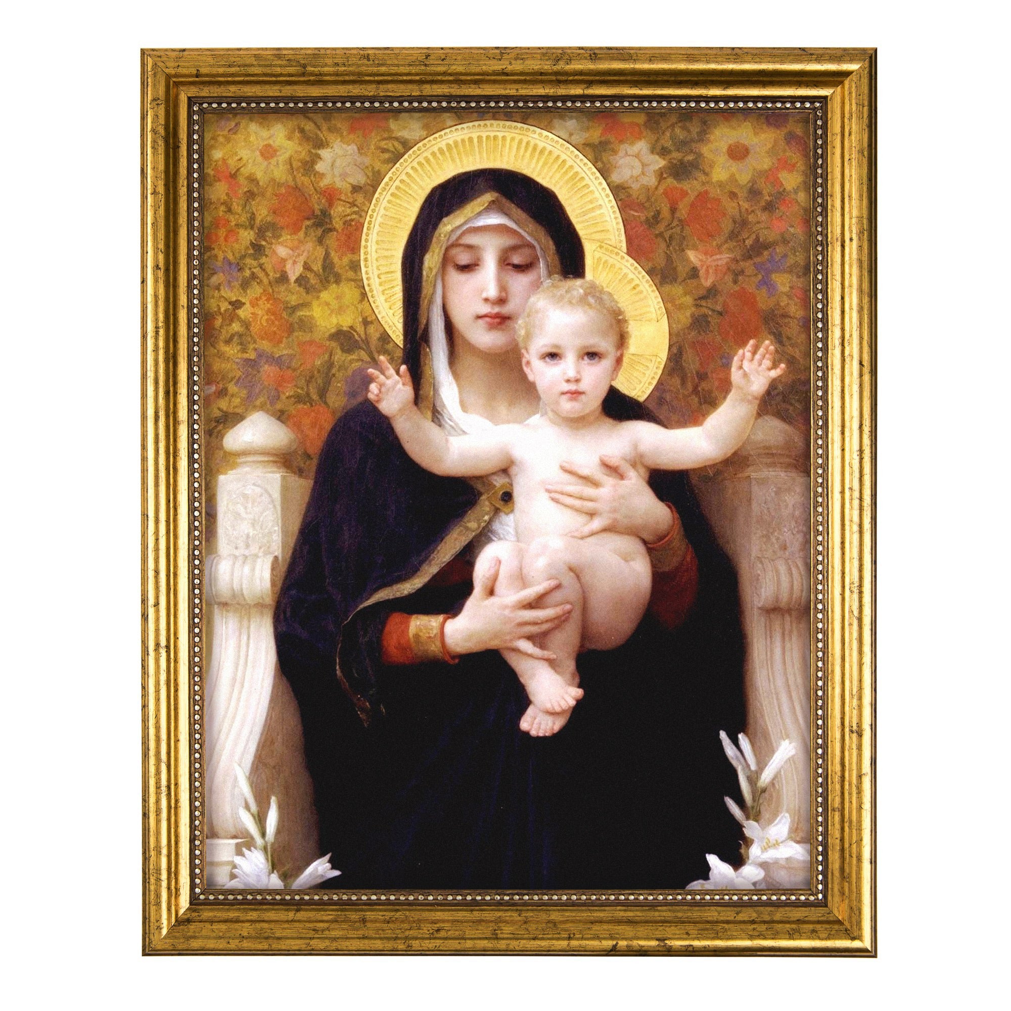 Virgin of the Lilies Antique Gold Framed Print - 8" x 10" - Image 2