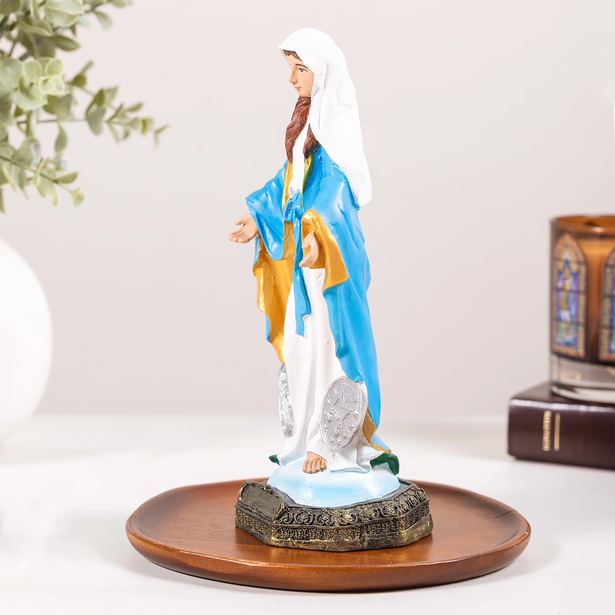 Virgin of the Miraculous Medal Statue - White or Hand Painted - 9" - Image 3