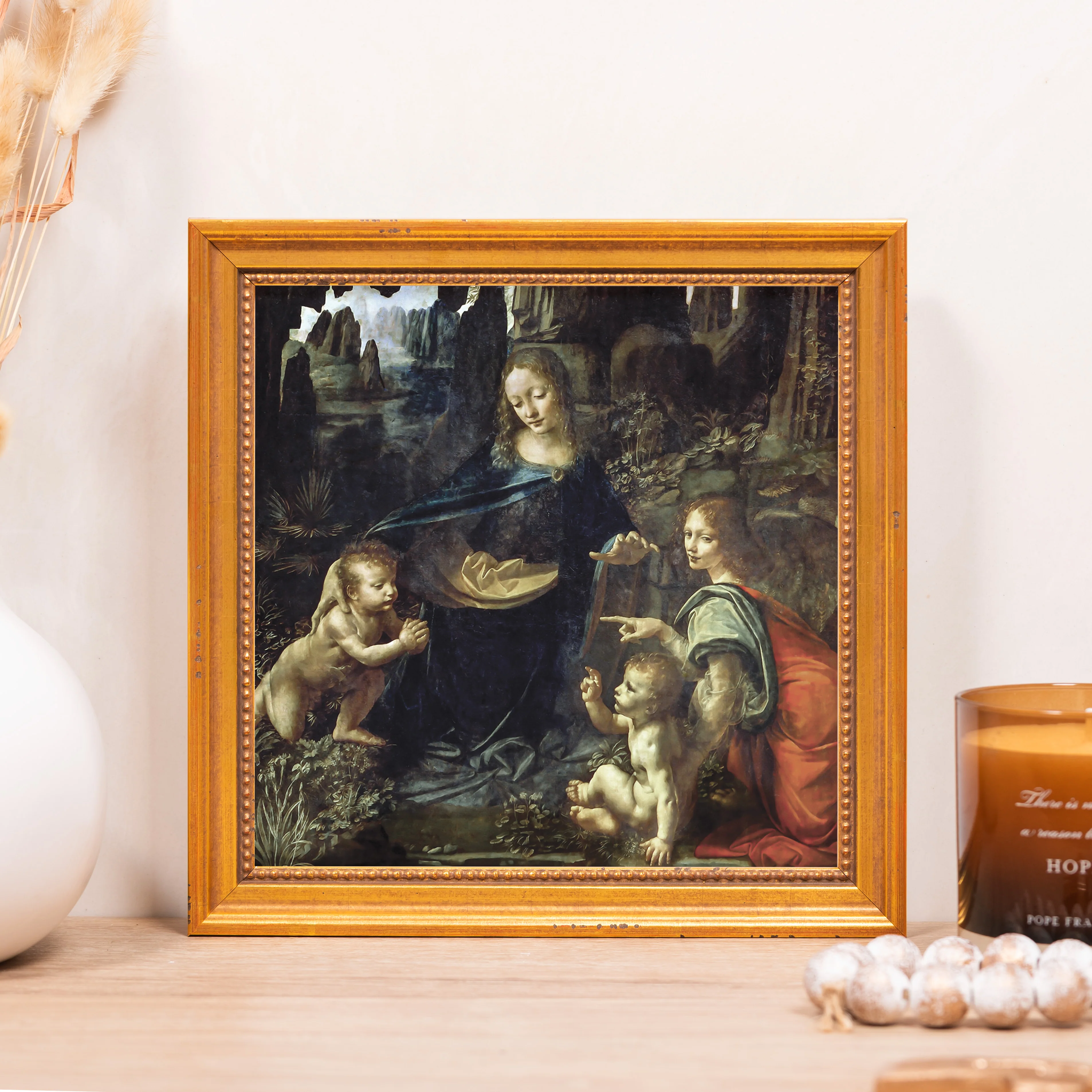 Virgin of the Rocks Framed Canvas - Sacred Mini Collection - Image 4