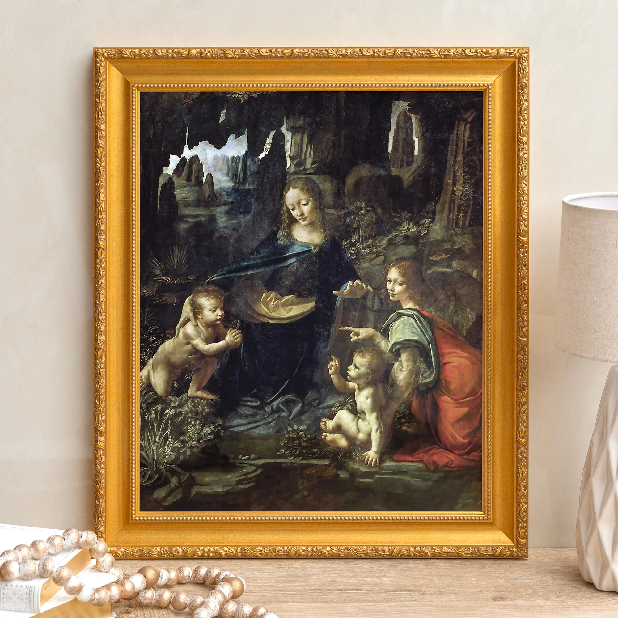 Virgin of the Rocks Framed Canvas - Sacred Signature Collection - Image 4