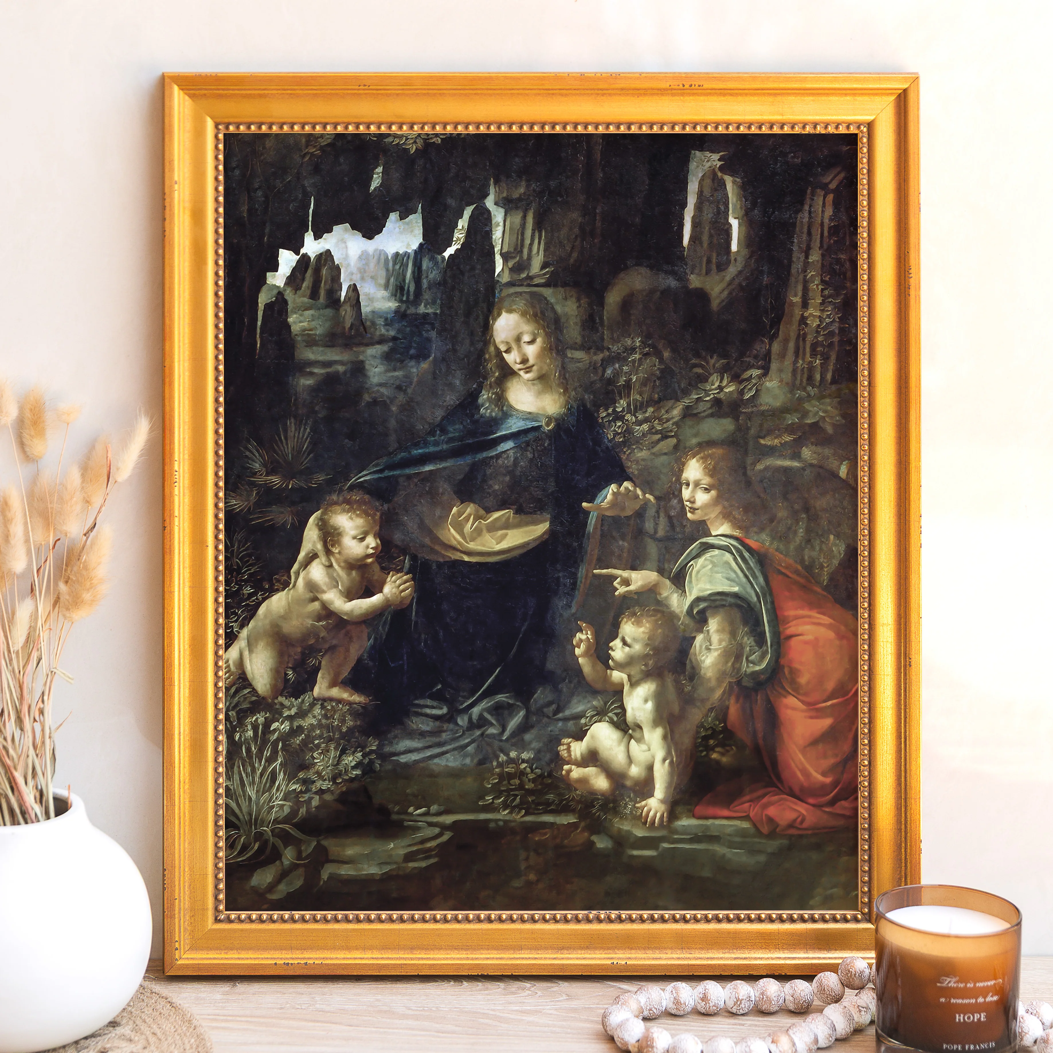 Virgin of the Rocks Framed Canvas - Sacred Signature Collection - Image 7