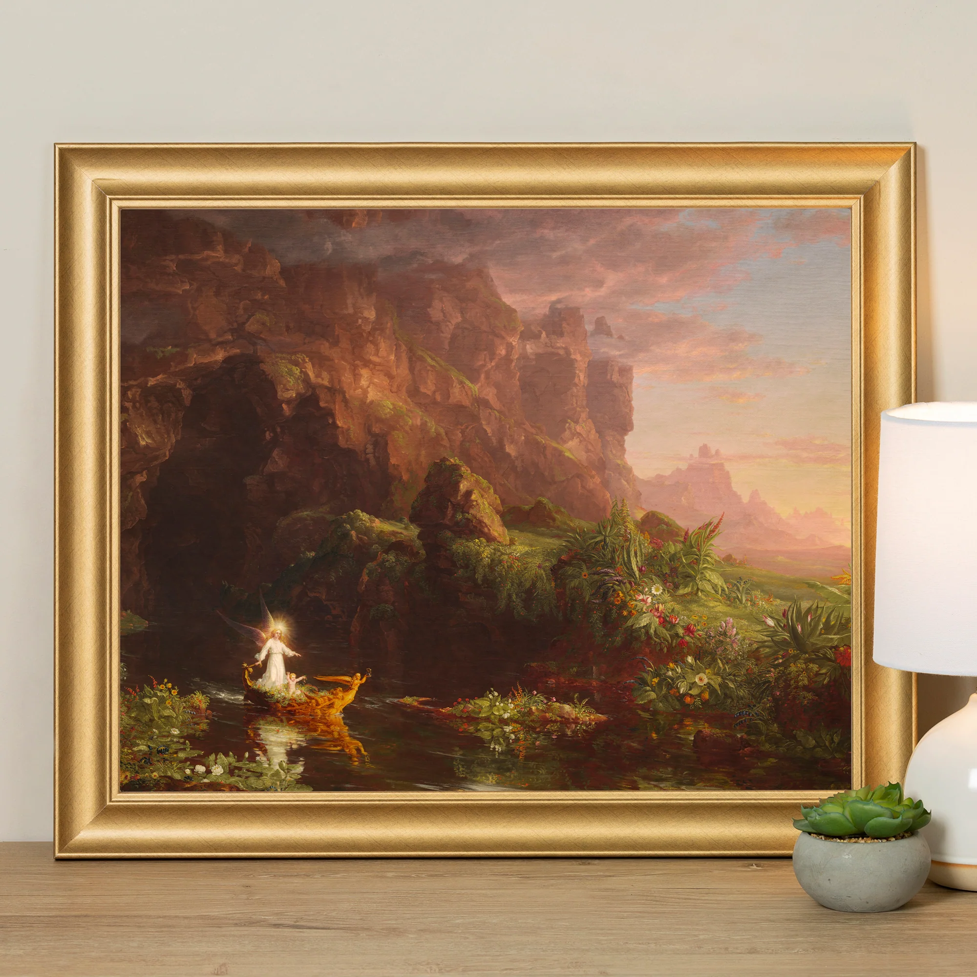 Voyage of Life 1 Childhood Antique Gold Framed Print - Multiple Sizes
