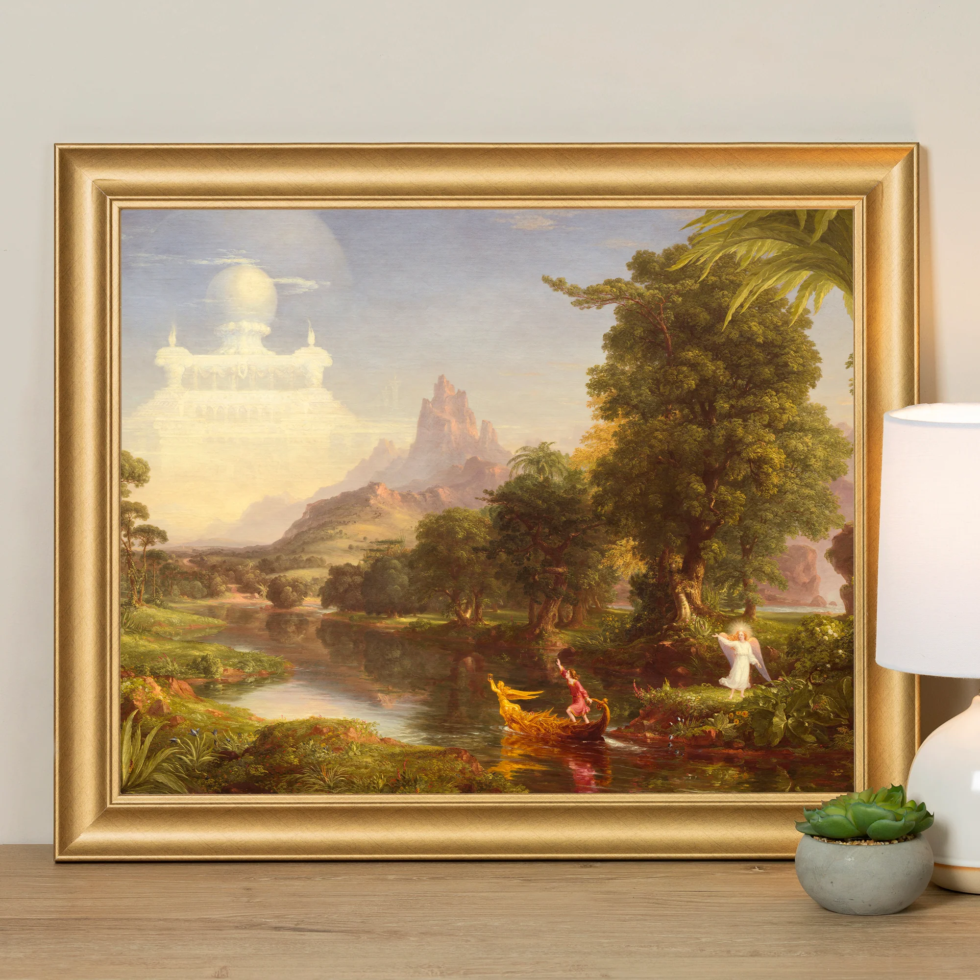 Voyage of Life 2 Youth Antique Gold Framed Print - Multiple Sizes