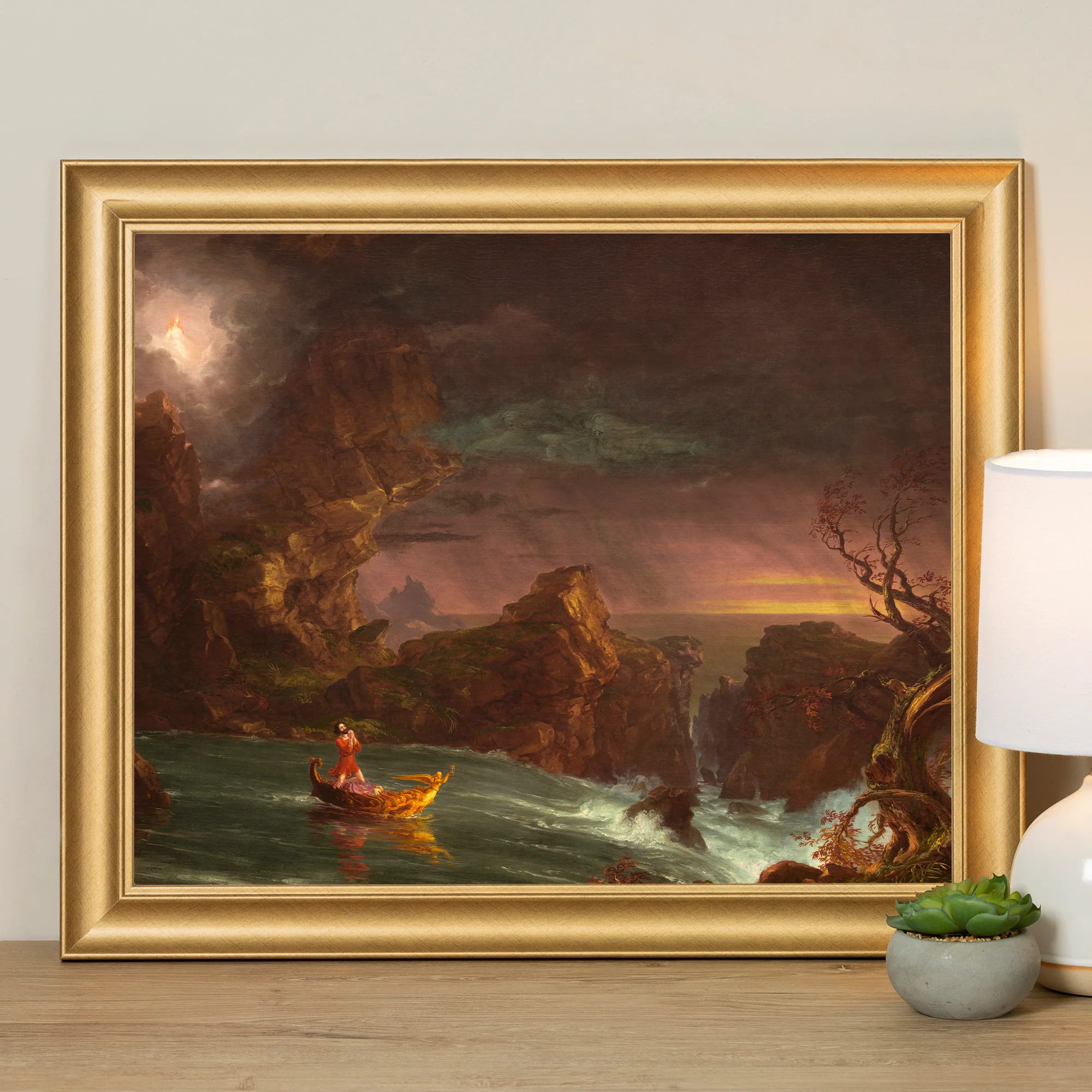 Voyage of Life 3 Manhood Antique Gold Framed Print - Multiple Sizes