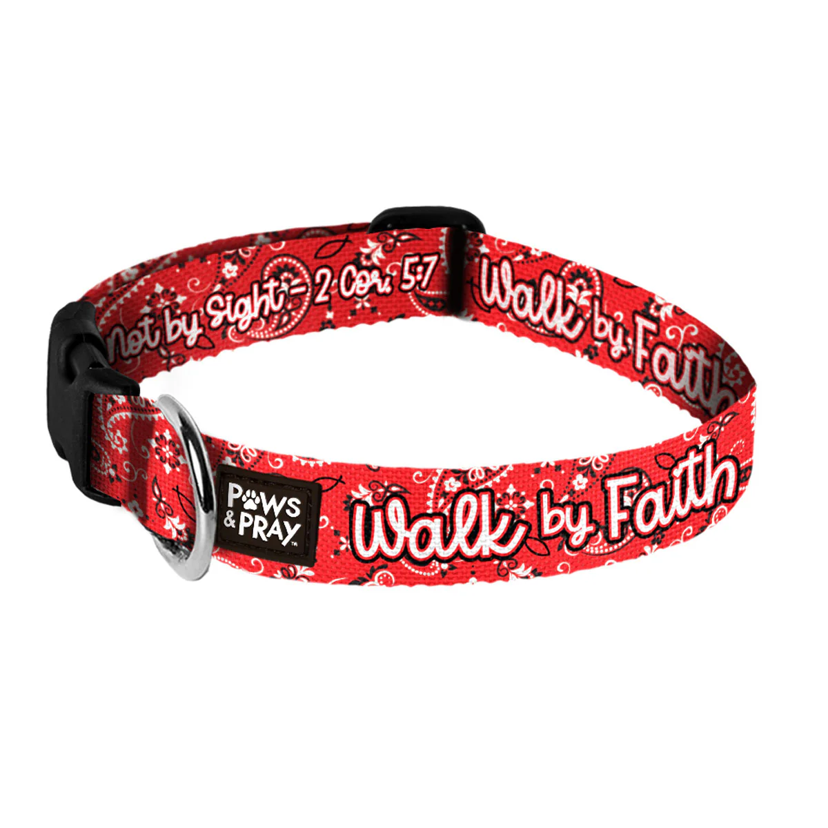 Walk By Faith Red Bandana Pet Collar - XS